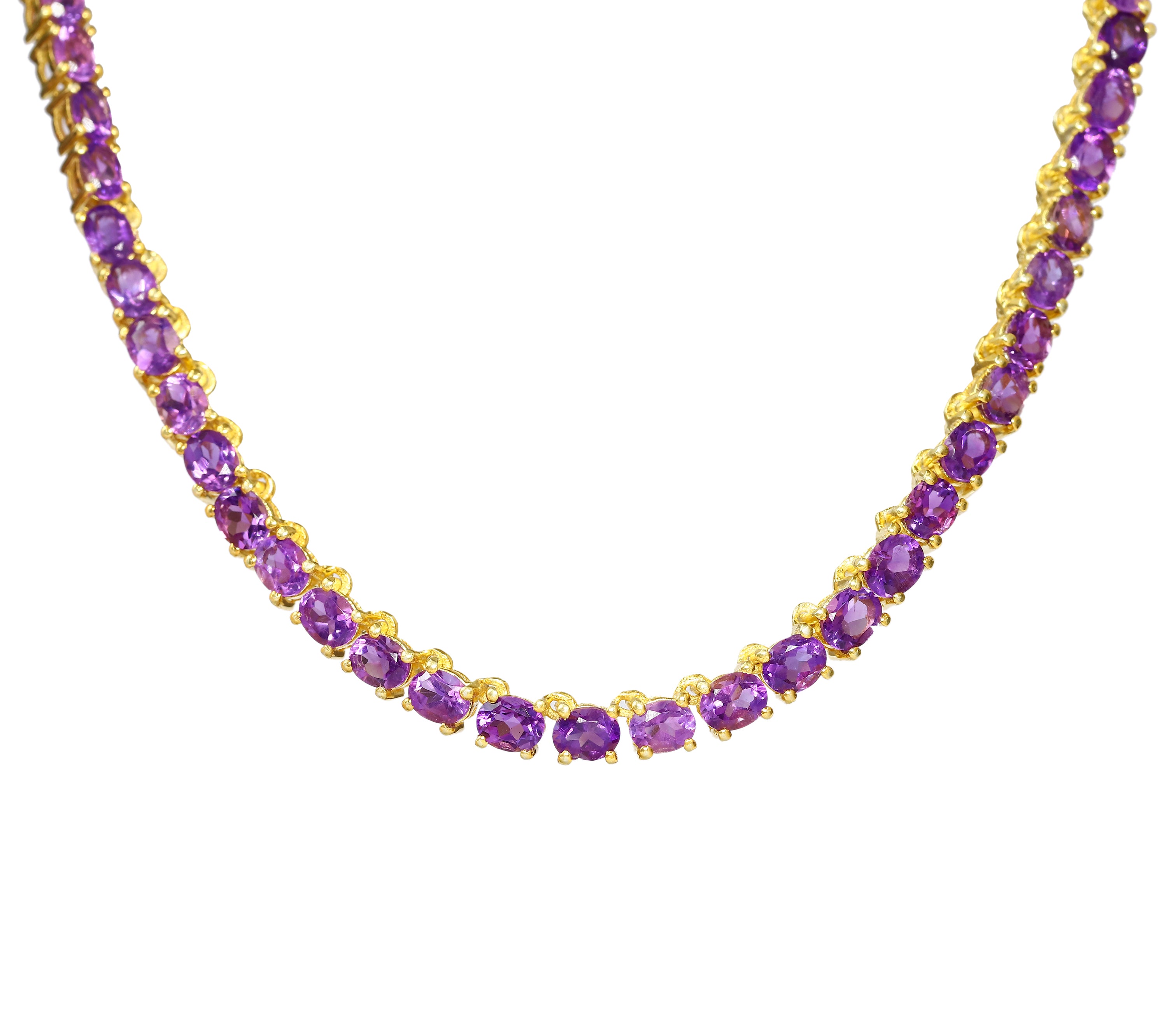 Amethyst Tennis Necklace in Sterling Silver 925