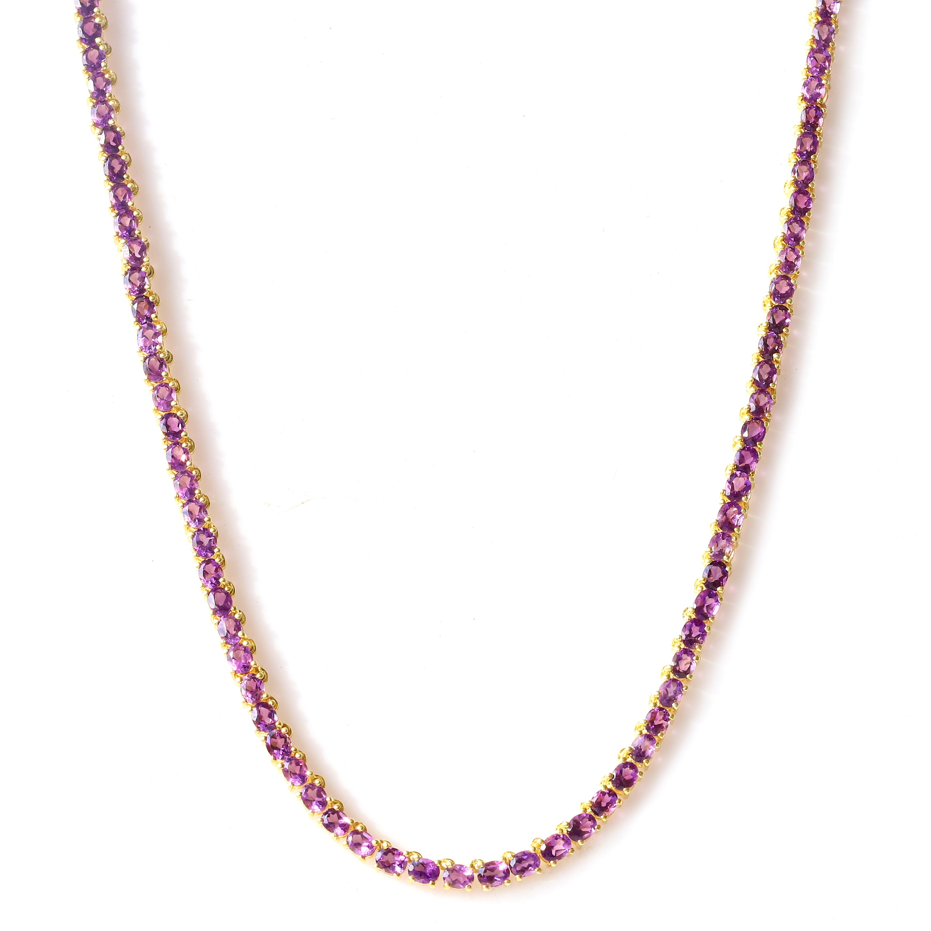 Amethyst Tennis Necklace in Sterling Silver 925