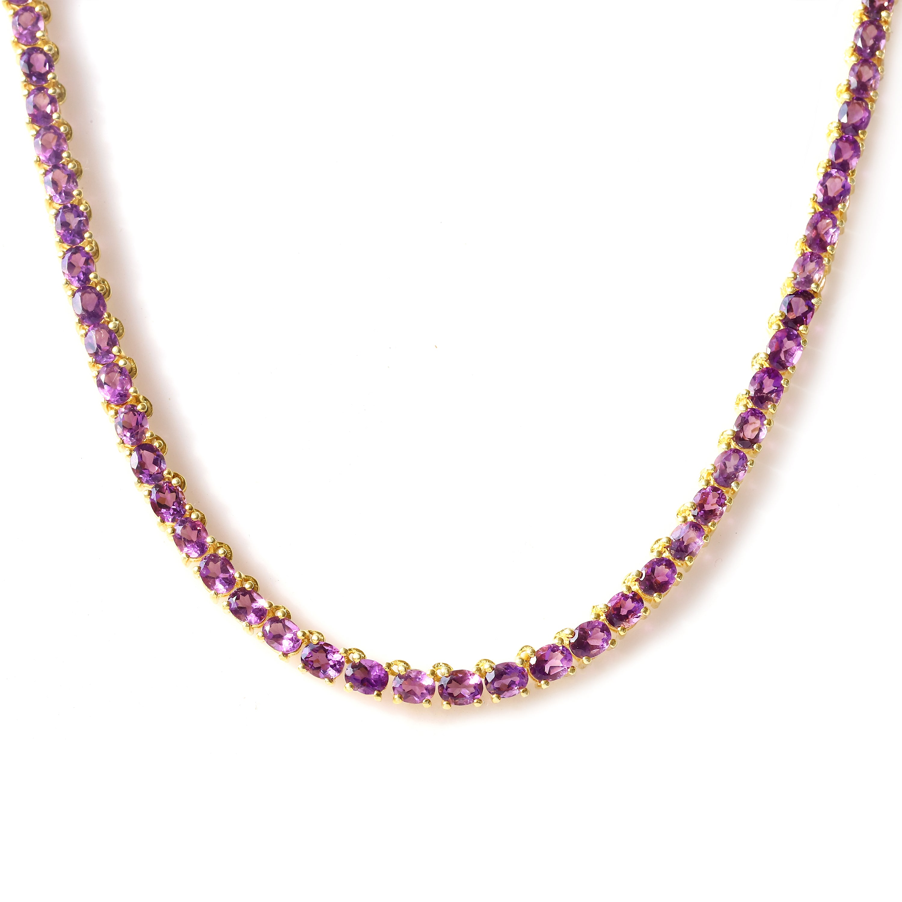 Amethyst Tennis Necklace in Sterling Silver 925