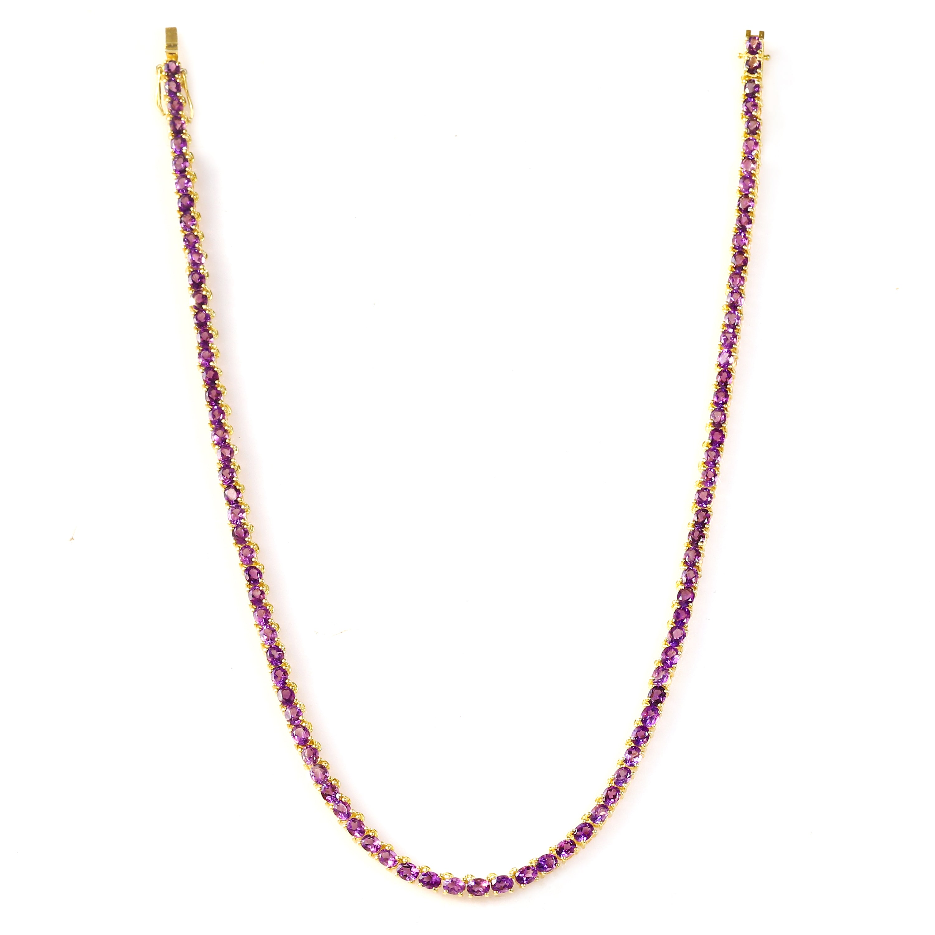 Amethyst Tennis Necklace in Sterling Silver 925