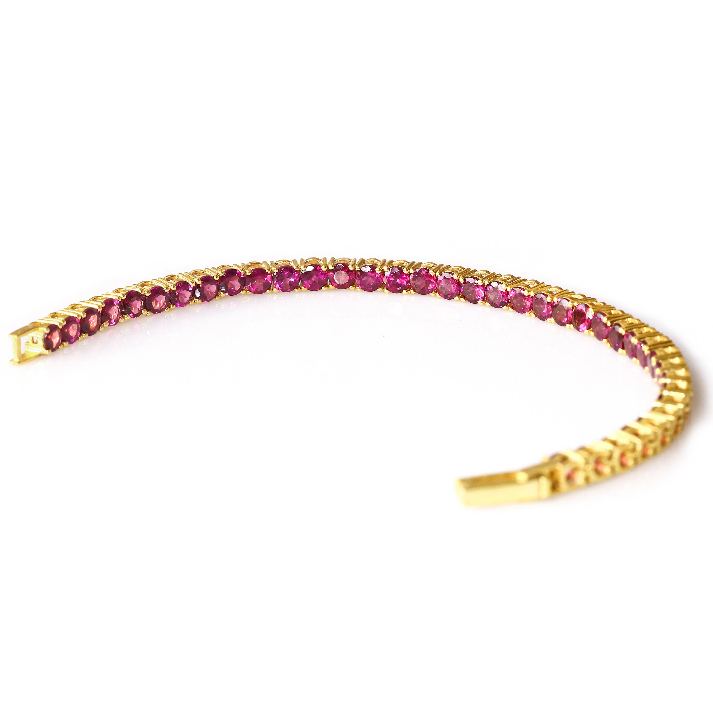 Rhodolite Eternity Tennis Bracelet With Box Clasp