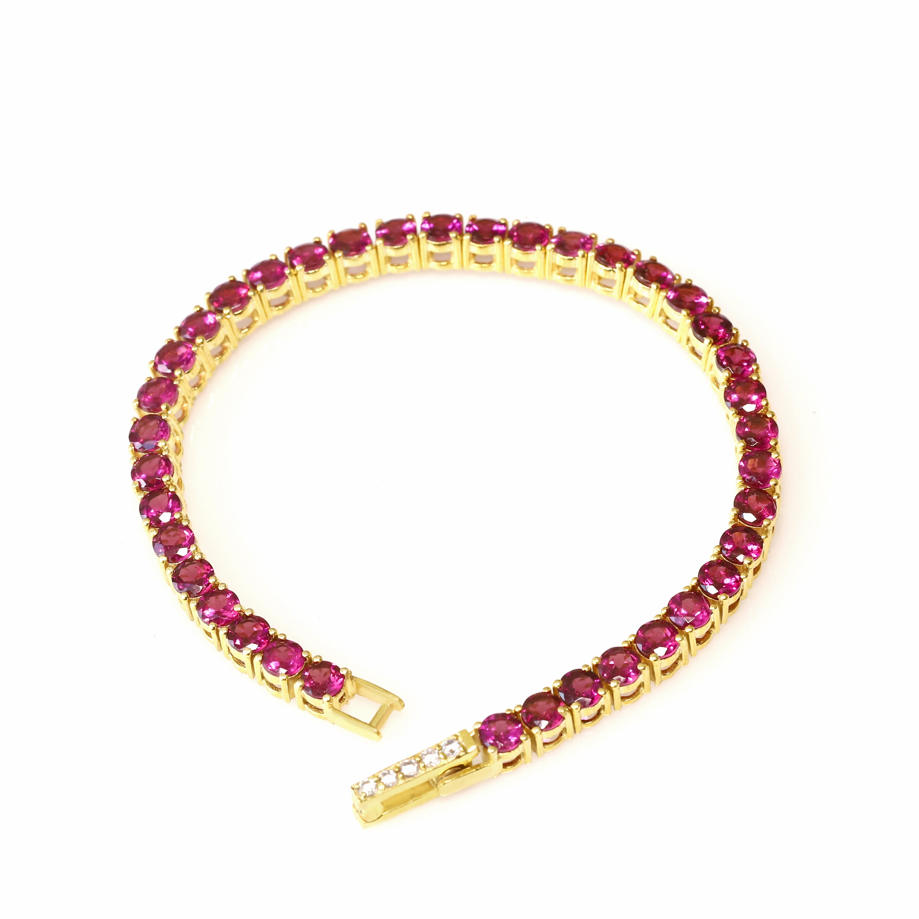 Rhodolite Eternity Tennis Bracelet With Box Clasp