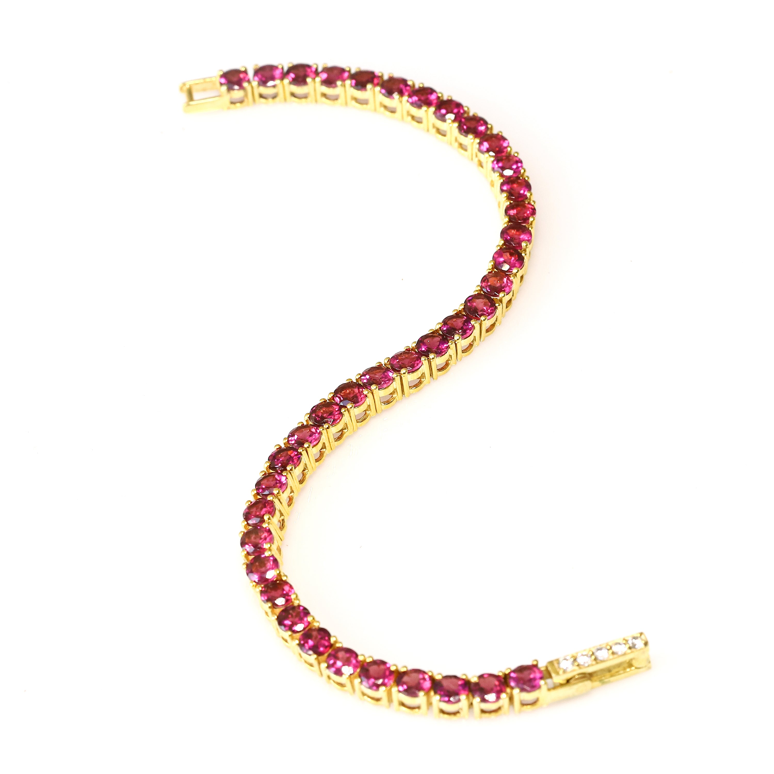 Rhodolite Eternity Tennis Bracelet With Box Clasp