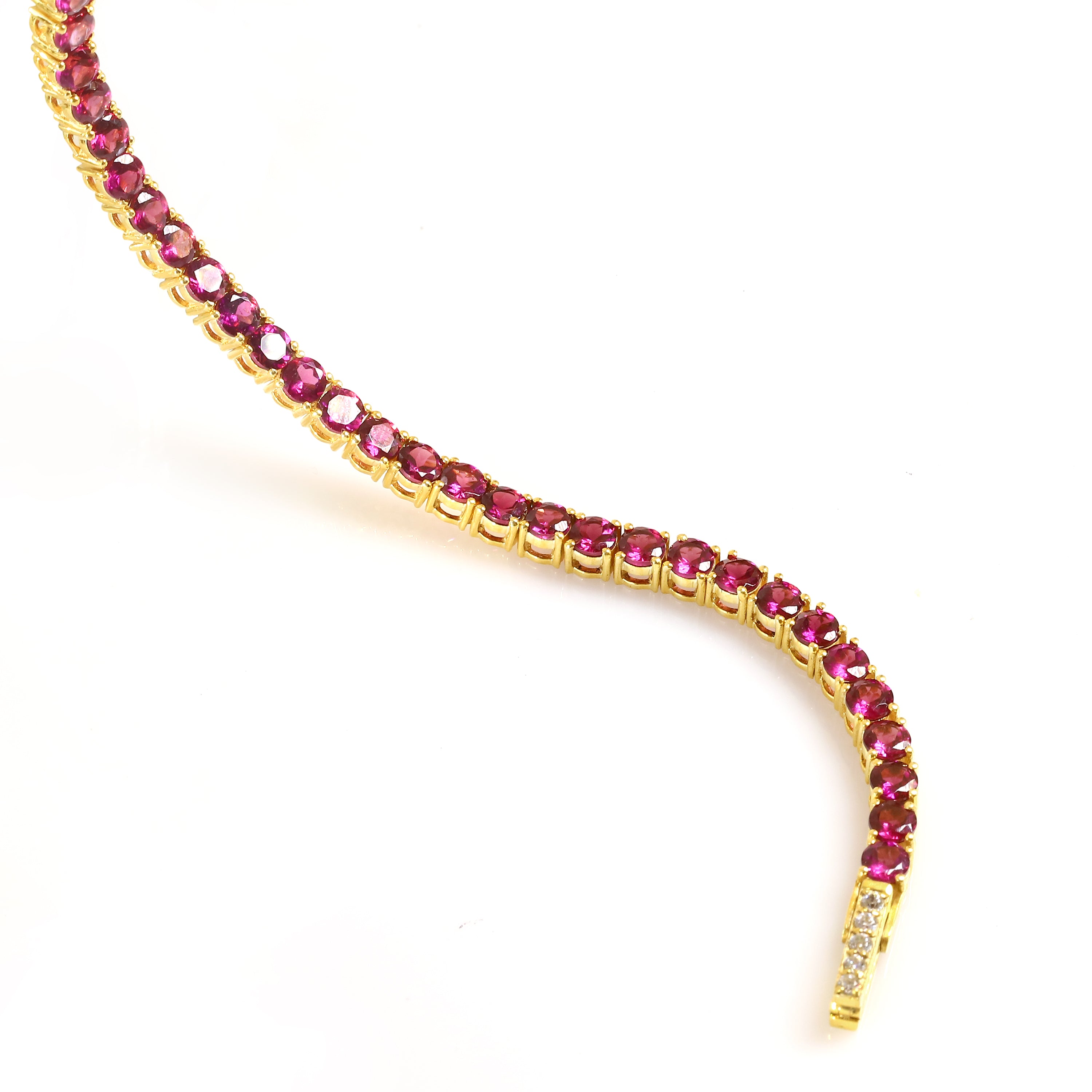 Rhodolite Eternity Tennis Bracelet With Box Clasp