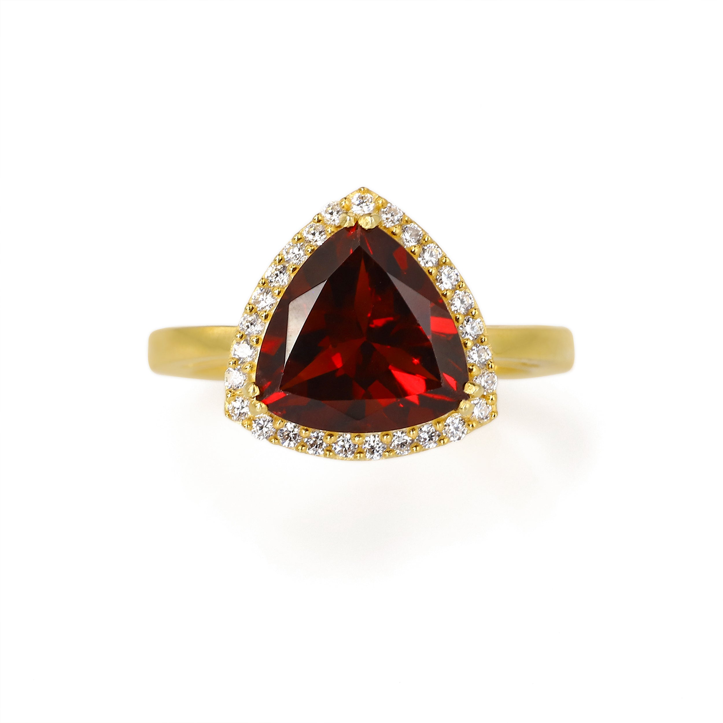 Trillion Garnet Cocktail Ring with Cubic Zirconia