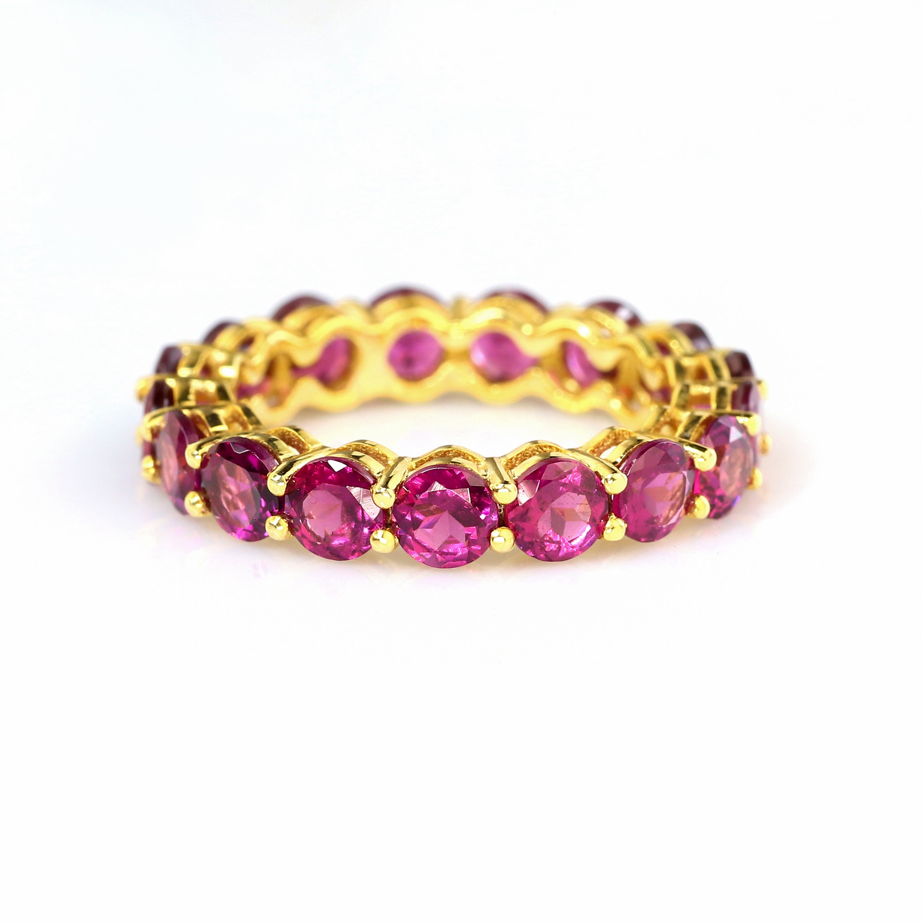 Prong Set Round Rhodolite Eternity Ring