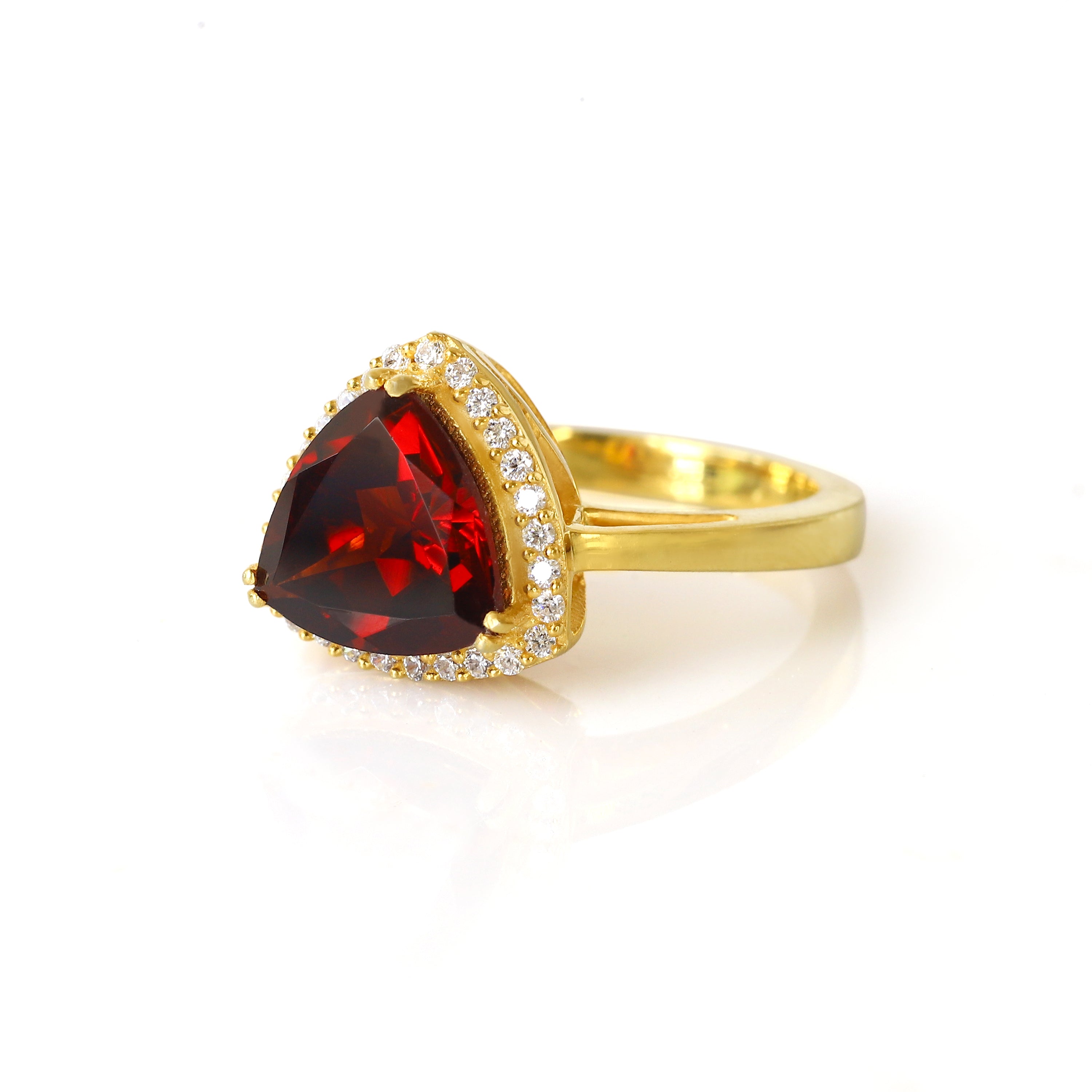 Trillion Garnet Cocktail Ring with Cubic Zirconia