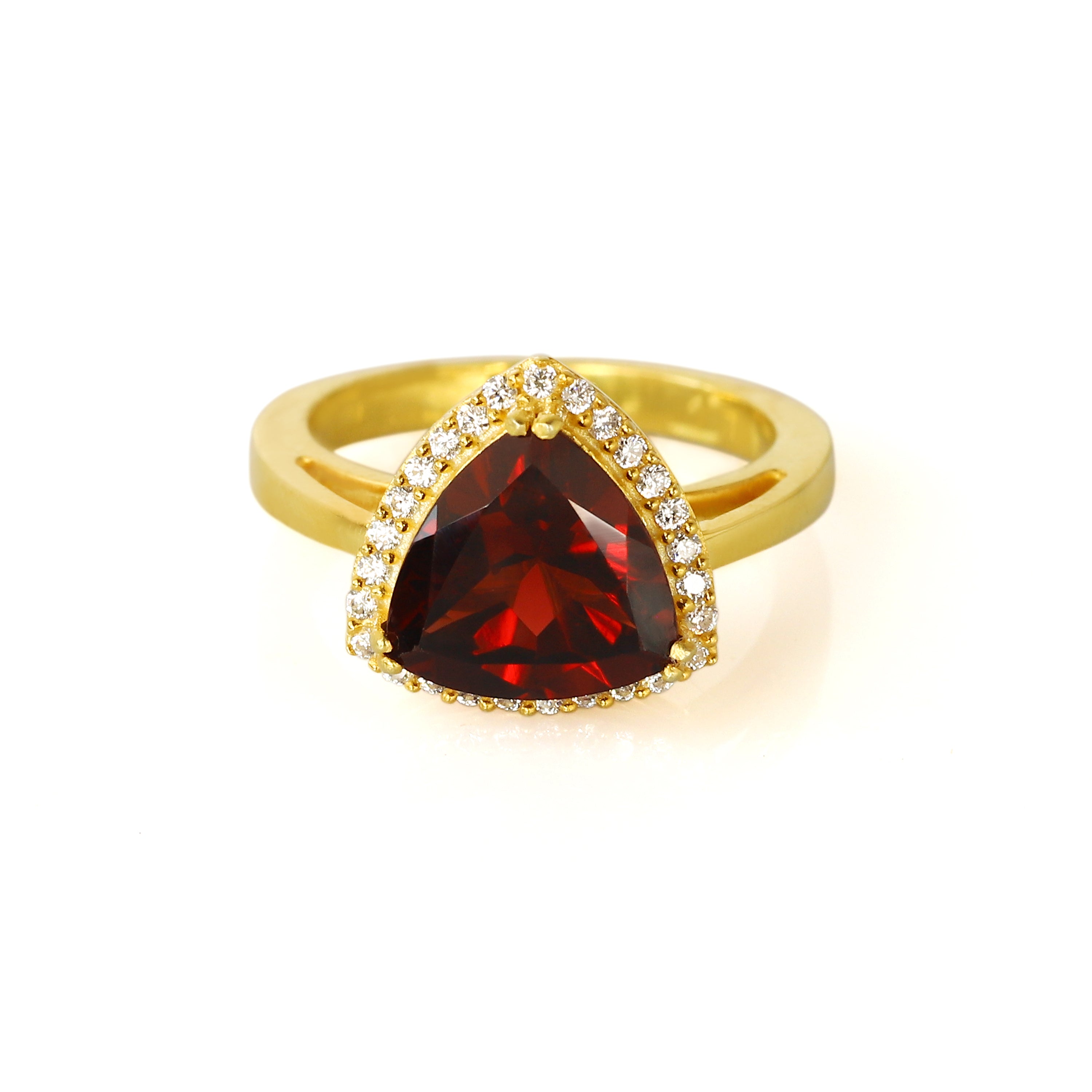 Trillion Garnet Cocktail Ring with Cubic Zirconia