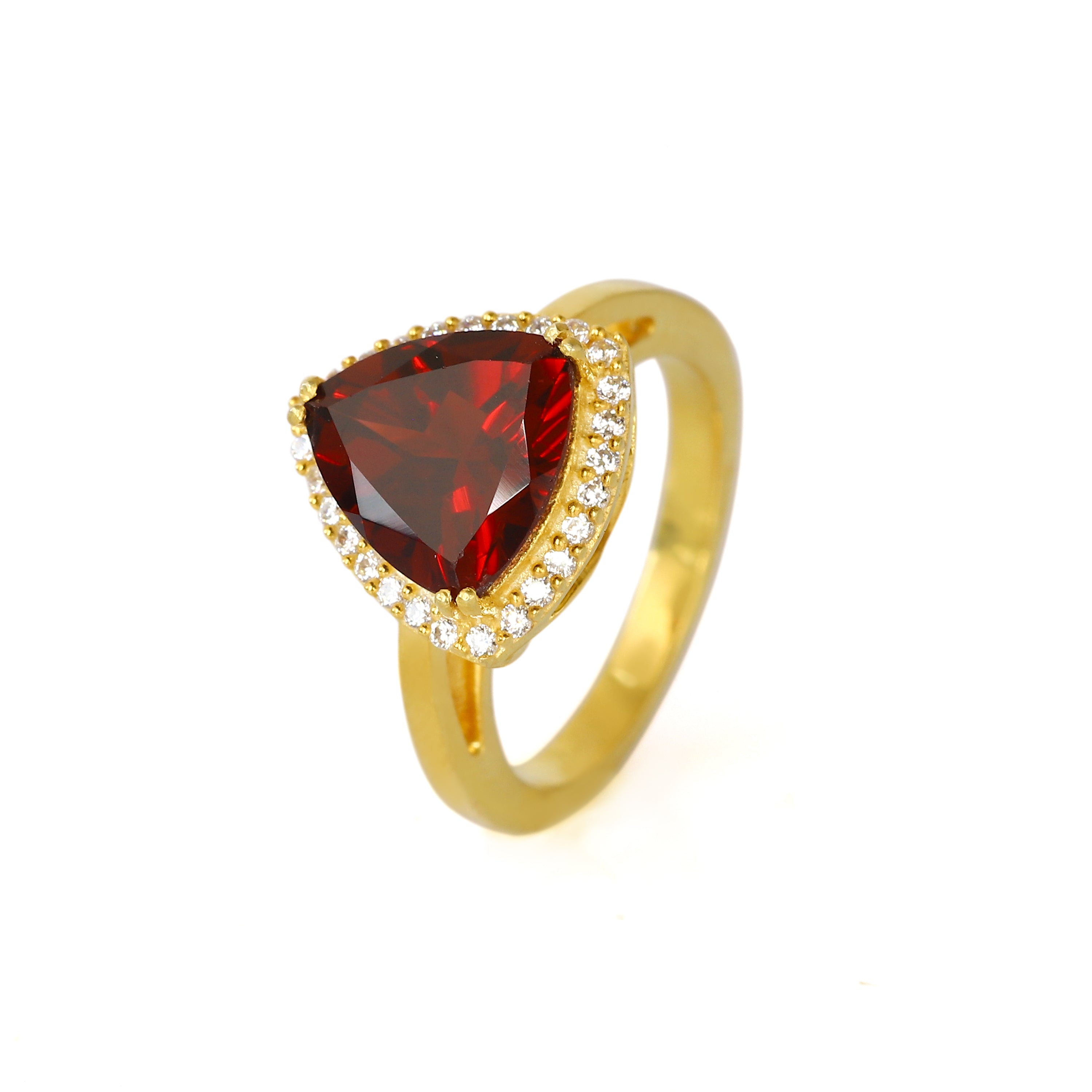 Trillion Garnet Cocktail Ring with Cubic Zirconia