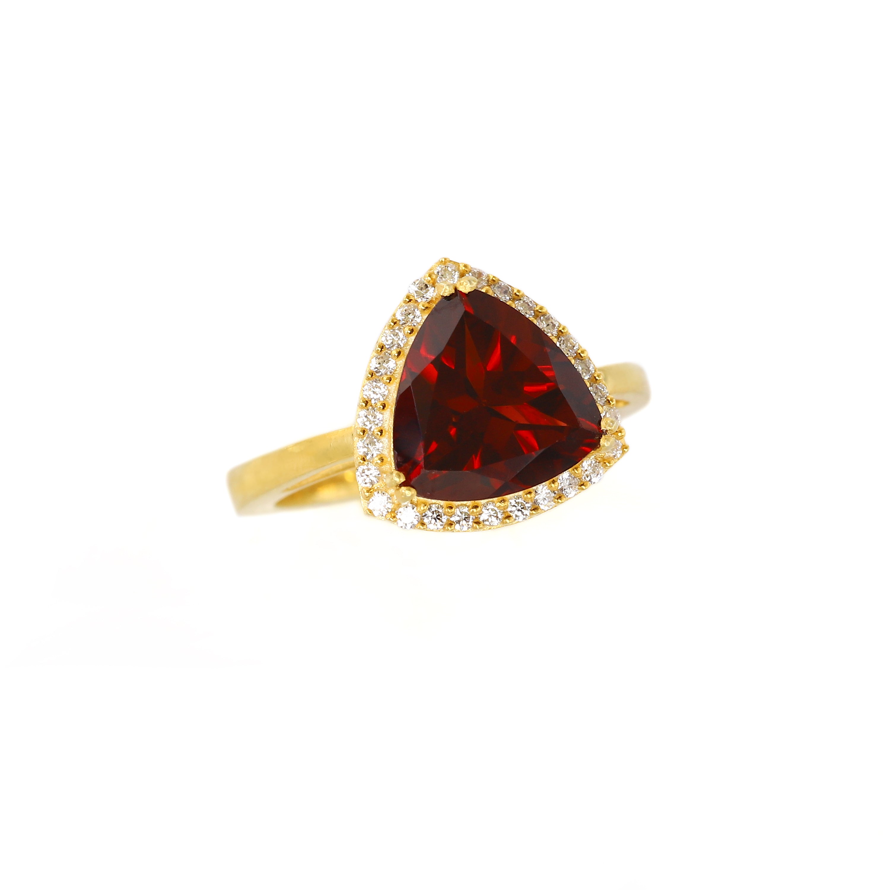 Trillion Garnet Cocktail Ring with Cubic Zirconia