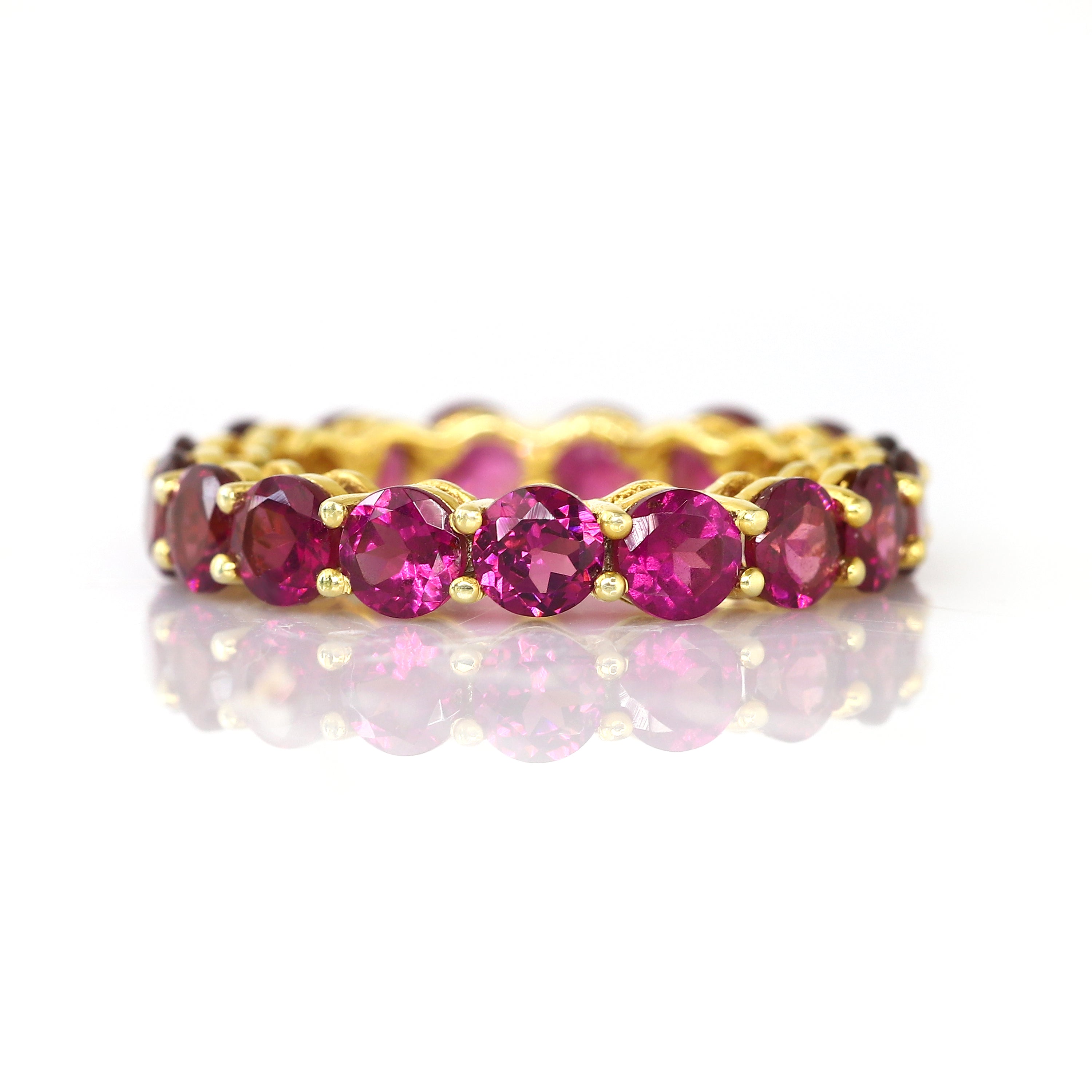 Prong Set Round Rhodolite Eternity Ring