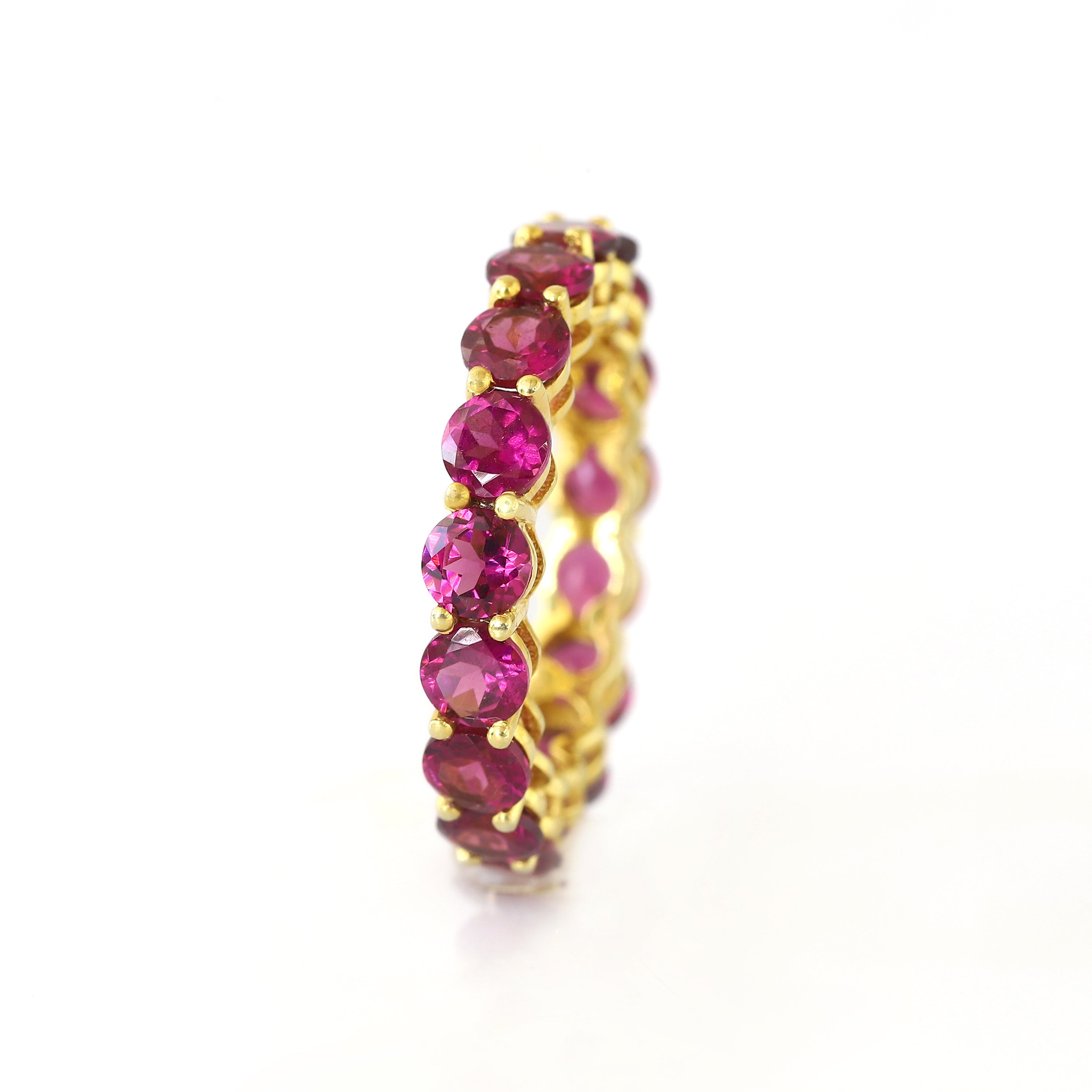 Prong Set Round Rhodolite Eternity Ring