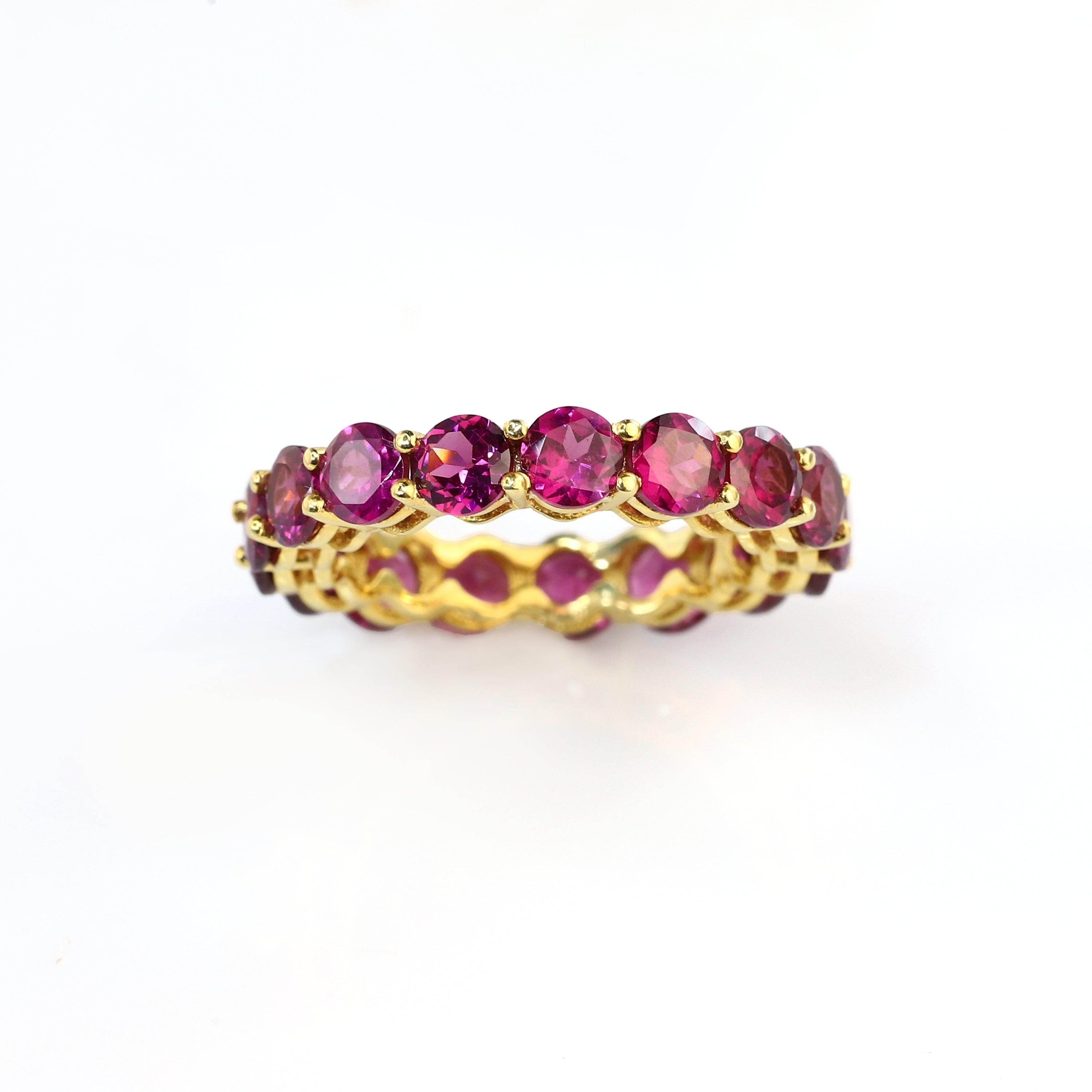 Prong Set Round Rhodolite Eternity Ring