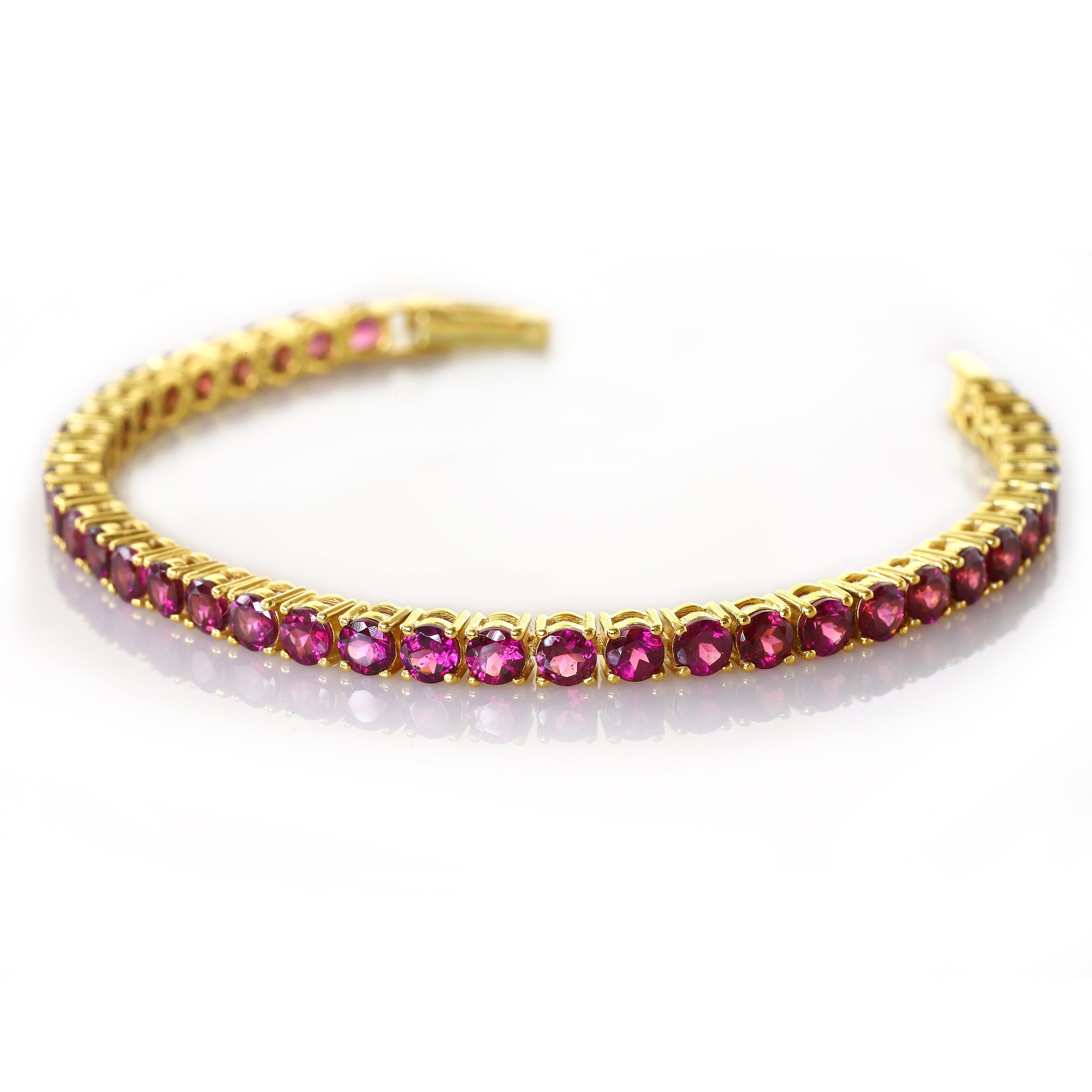 Rhodolite Eternity Tennis Bracelet With Box Clasp