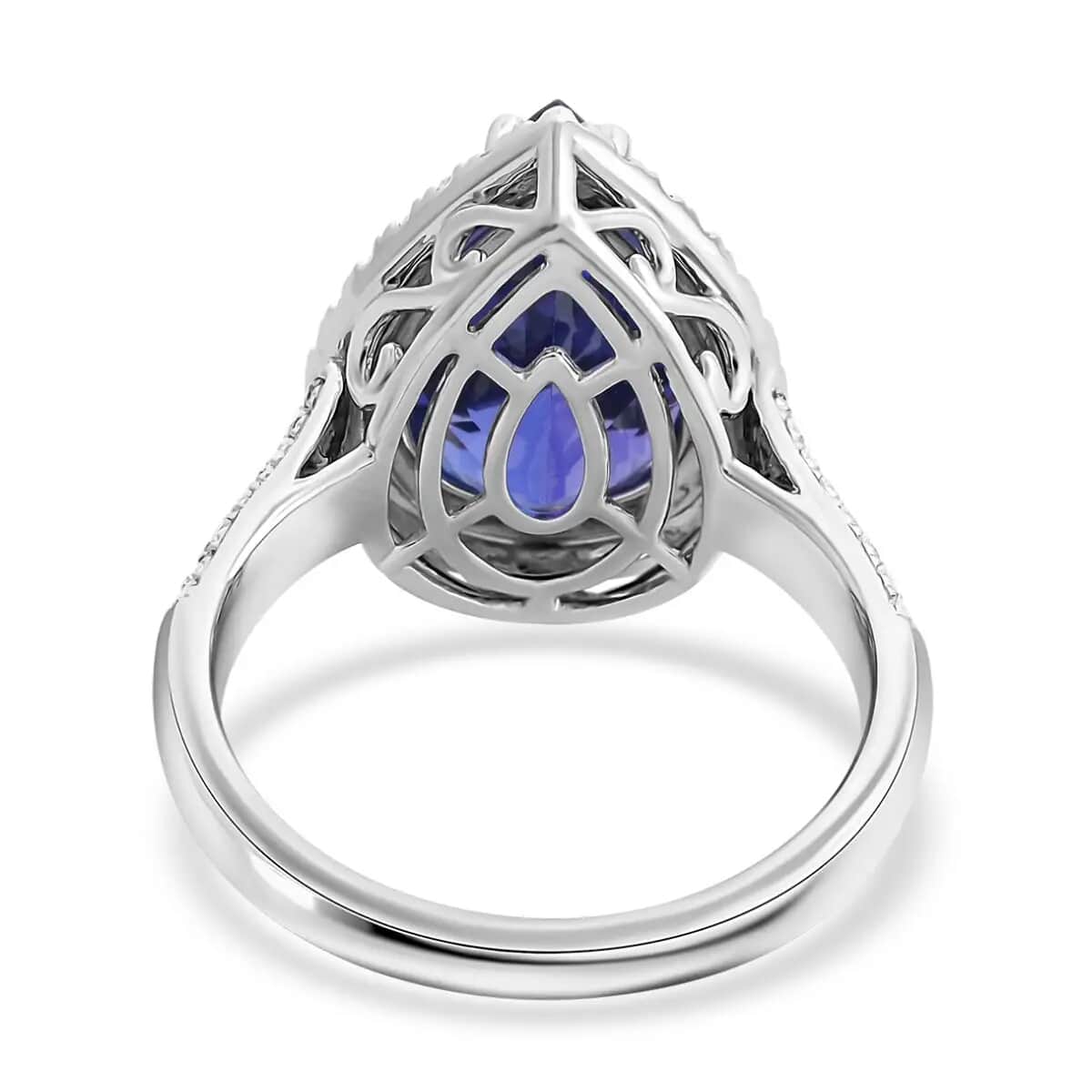 AAAA Pear Tanzanite Ring with Diamond Halo