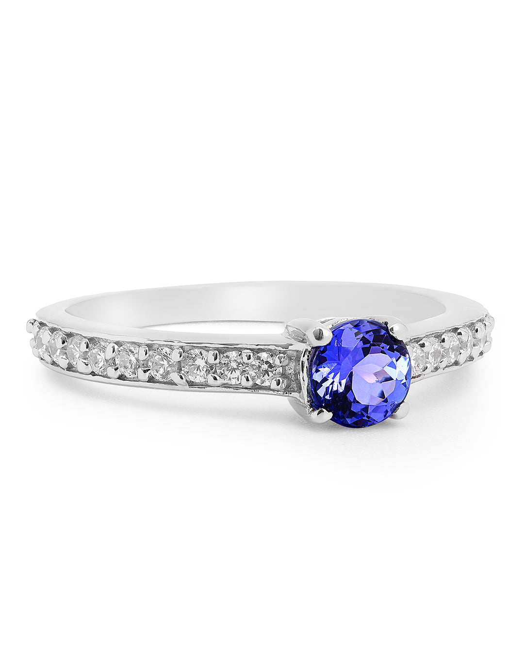 Round Tanzanite Tapered Shank Solitaire Engagement Ring