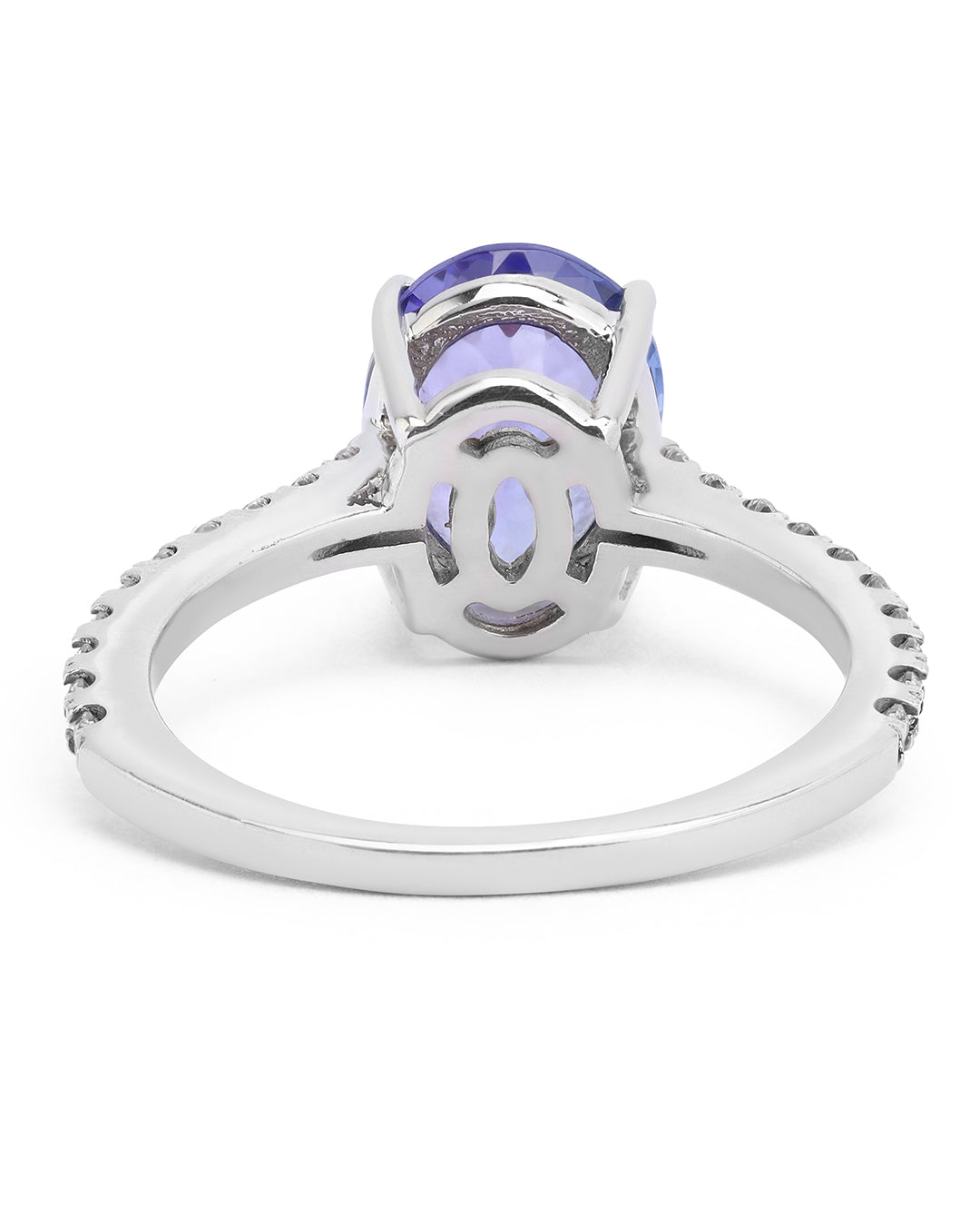 Sleek Shank Oval Cut Tanzanite Ring With Moissanite Accents