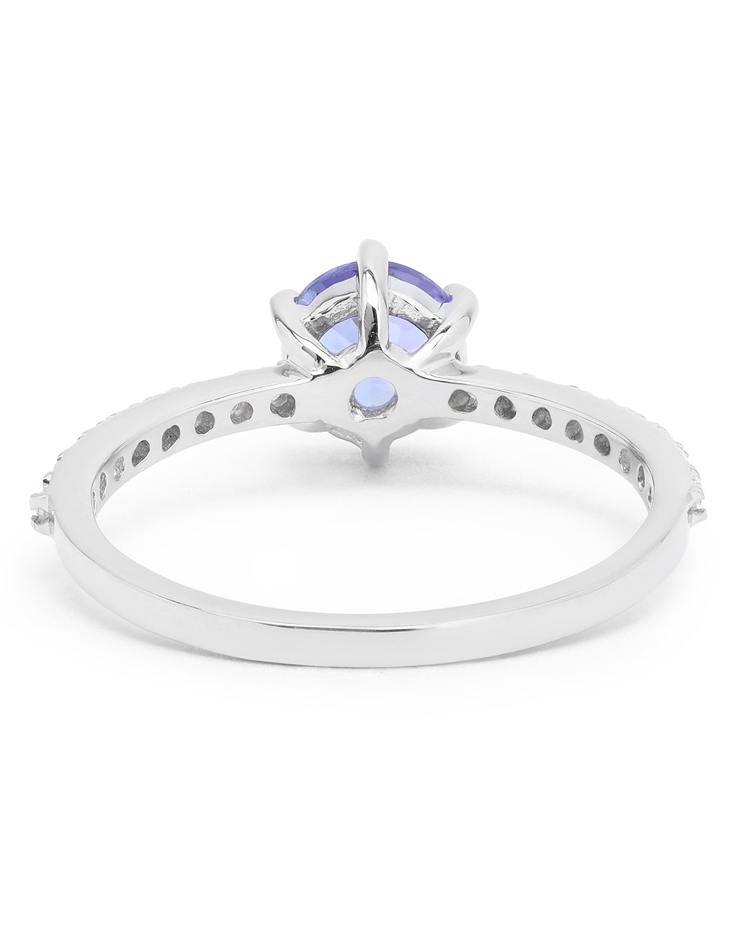 Six Prong-Set Tanzanite Ring with Moissanite Accents