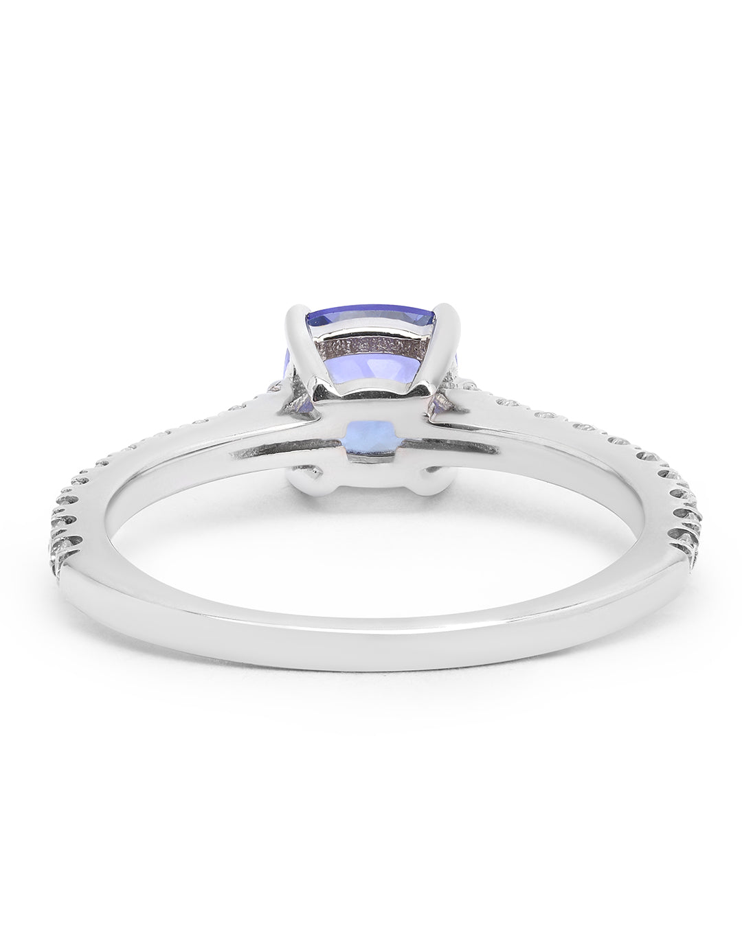 Cushion Tanzanite Ring with Moissanite Accents