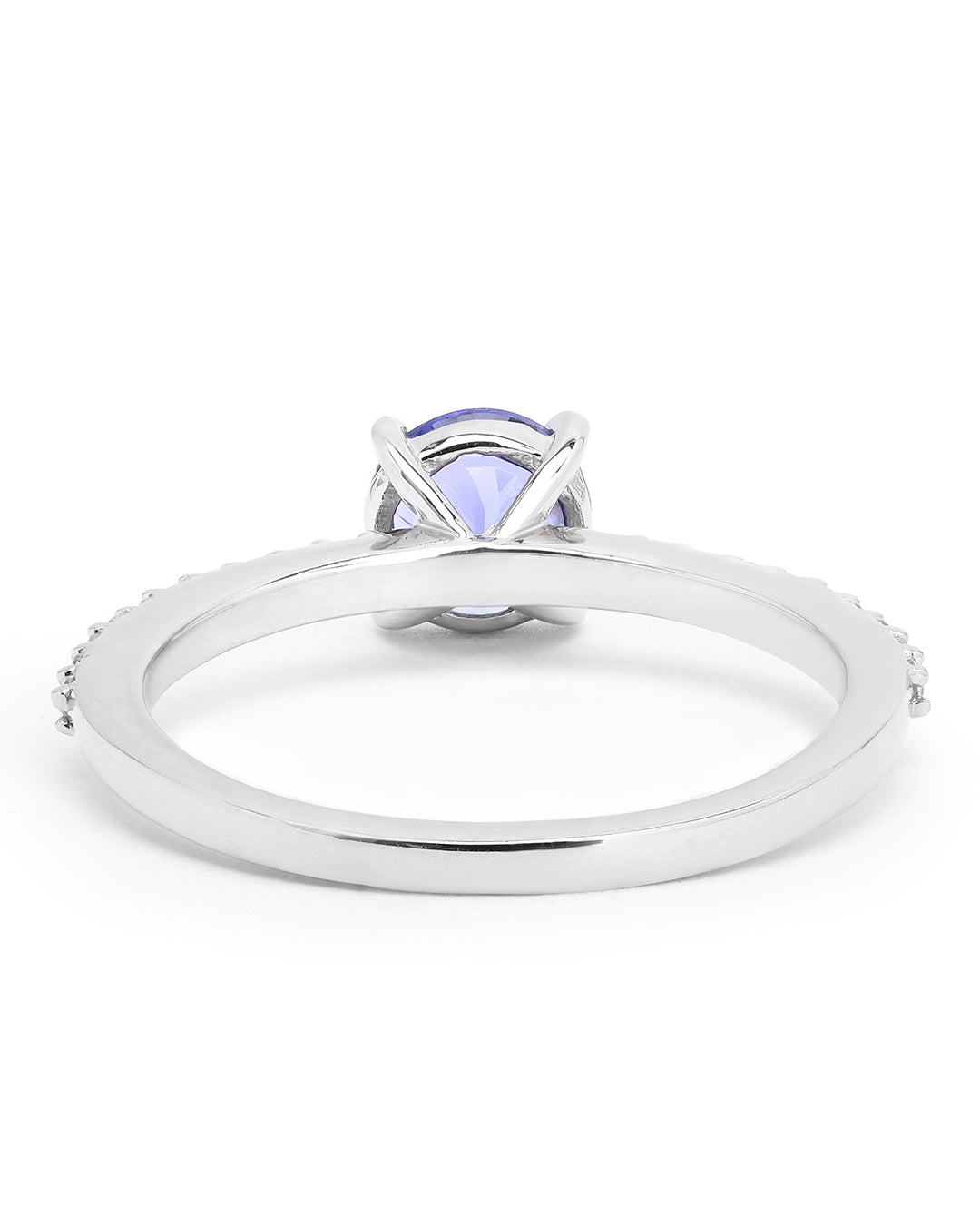 Round Tanzanite Ring with Moissanite Accent