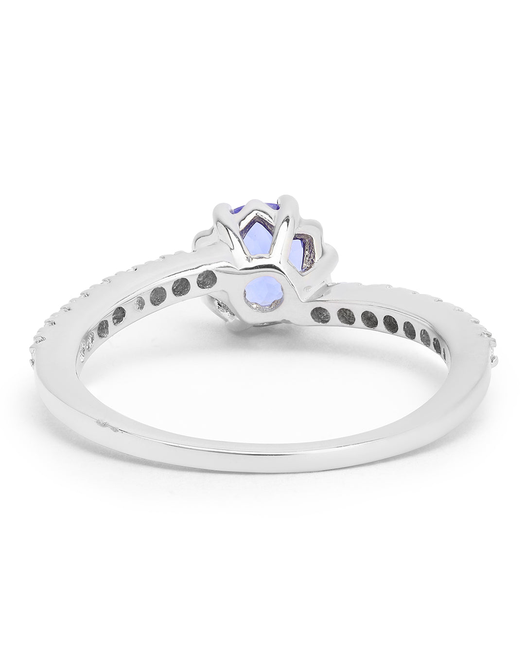 Prong-Set Tanzanite Bypass Ring with Moissanite Accents