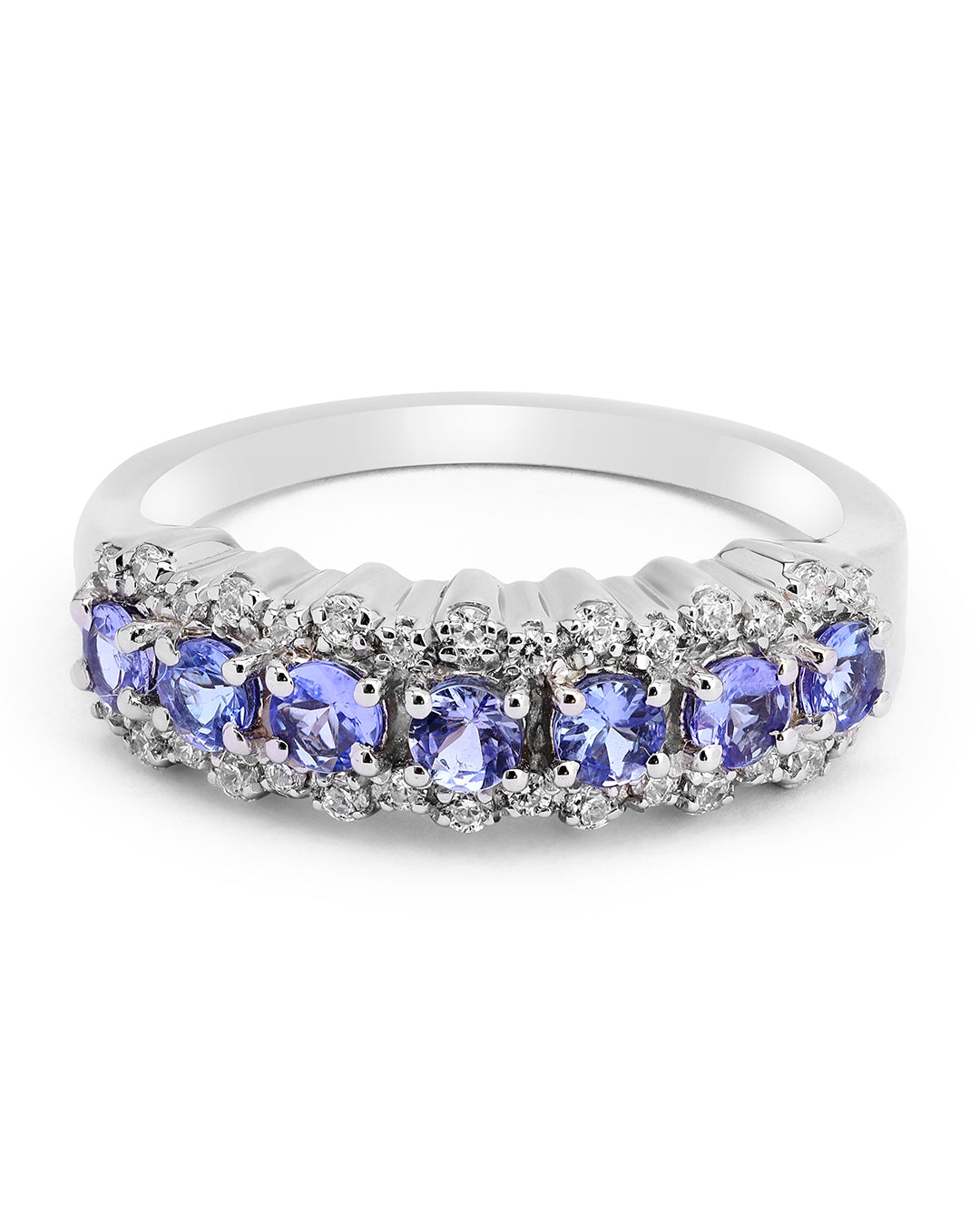 Vintage Style Oval Tanzanite Ring with Moissanite