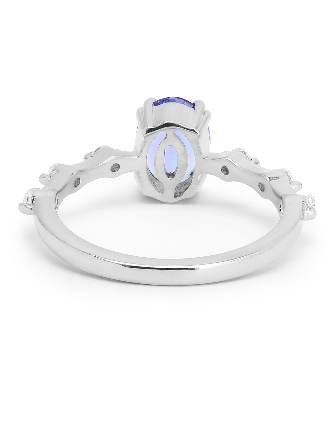 Solitaire Oval Tanzanite Solitaire Ring with Diamond Accents