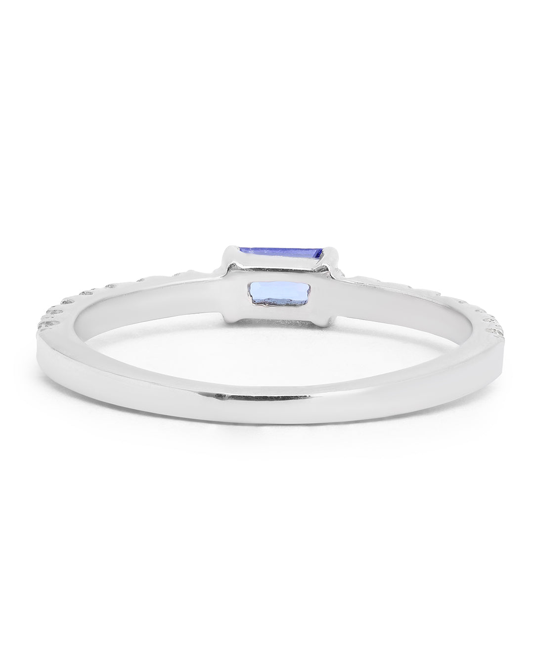 Dainty Baguette Tanzanite Ring with Moissanite