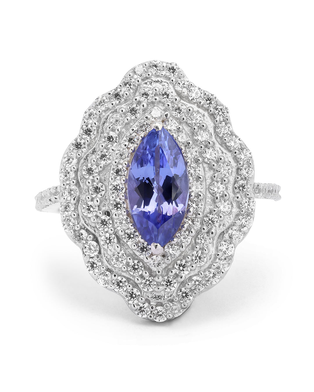 Marquise Tanzanite with  Valley Moissanite Halo