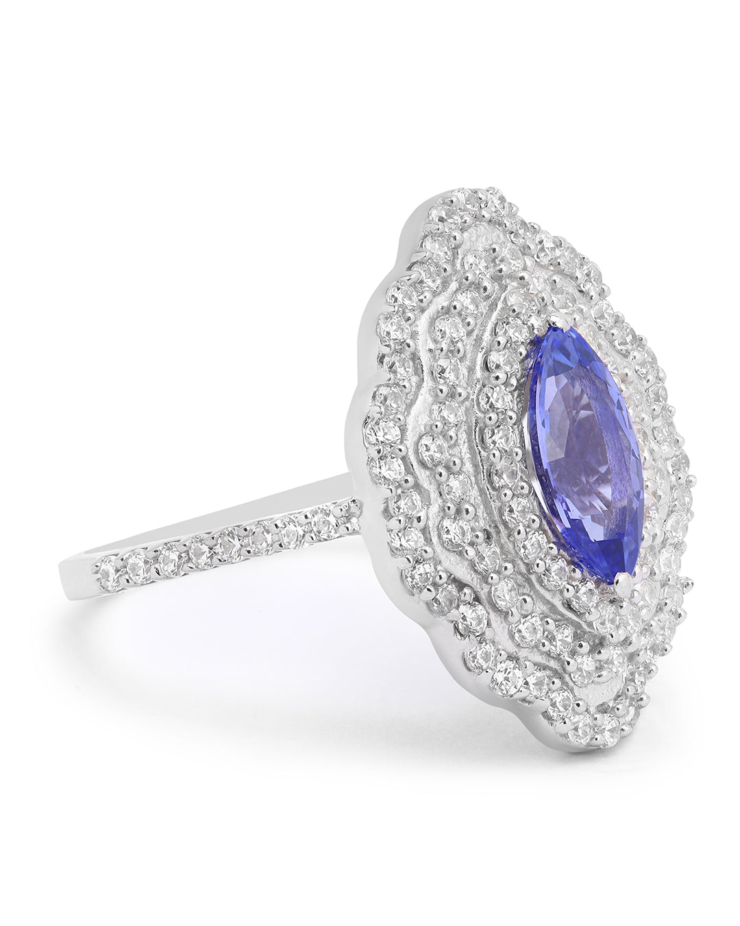 Marquise Tanzanite with  Valley Moissanite Halo