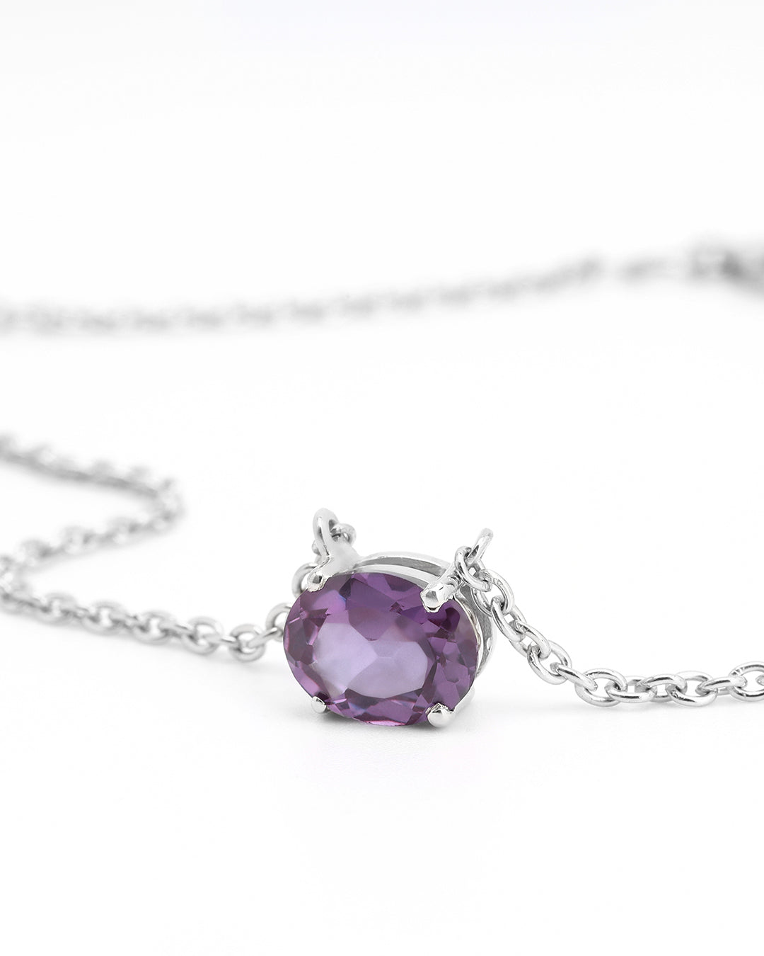 East-West Alexandrite Moissanite Solitaire Pendant