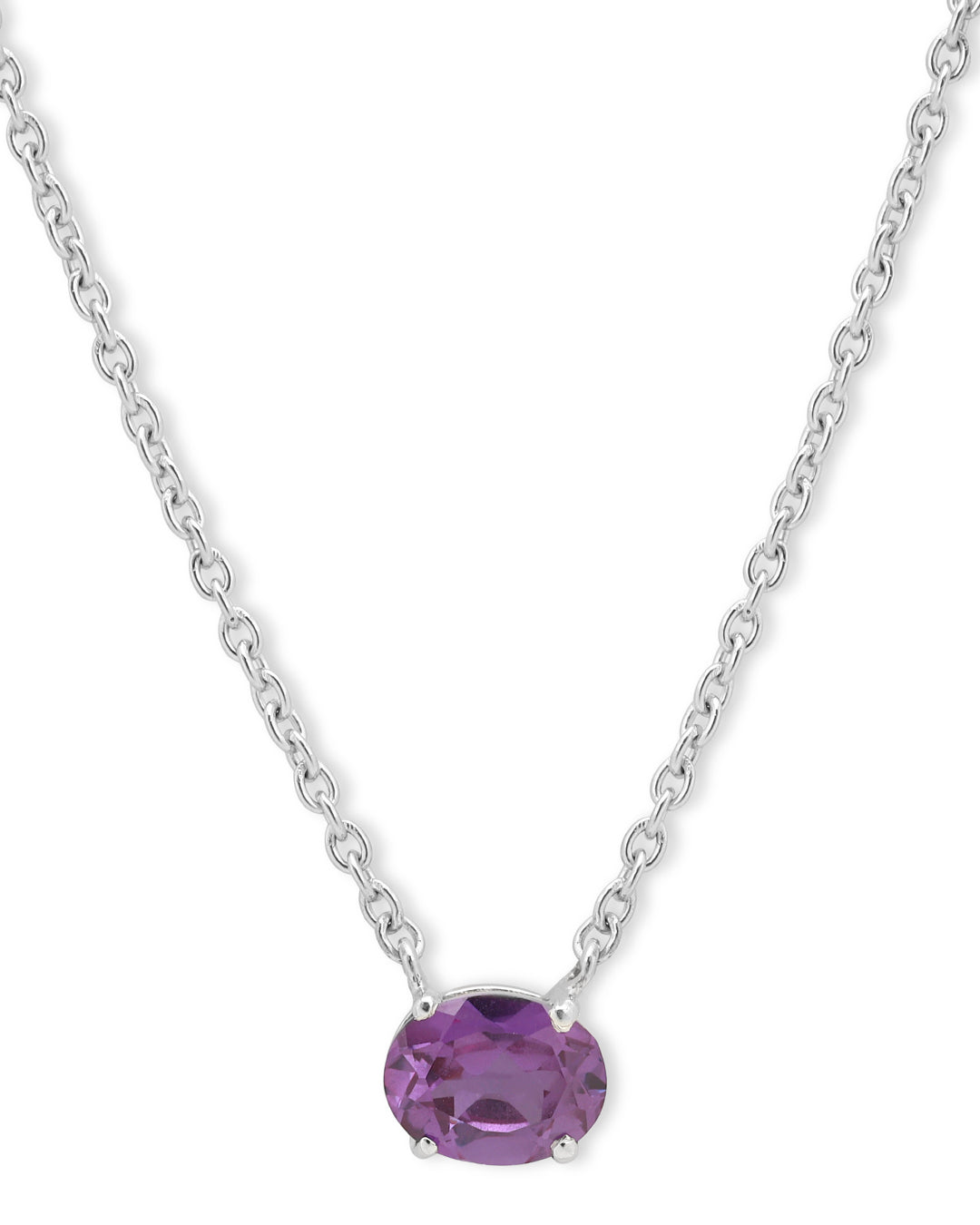 East-West Alexandrite Moissanite Solitaire Pendant