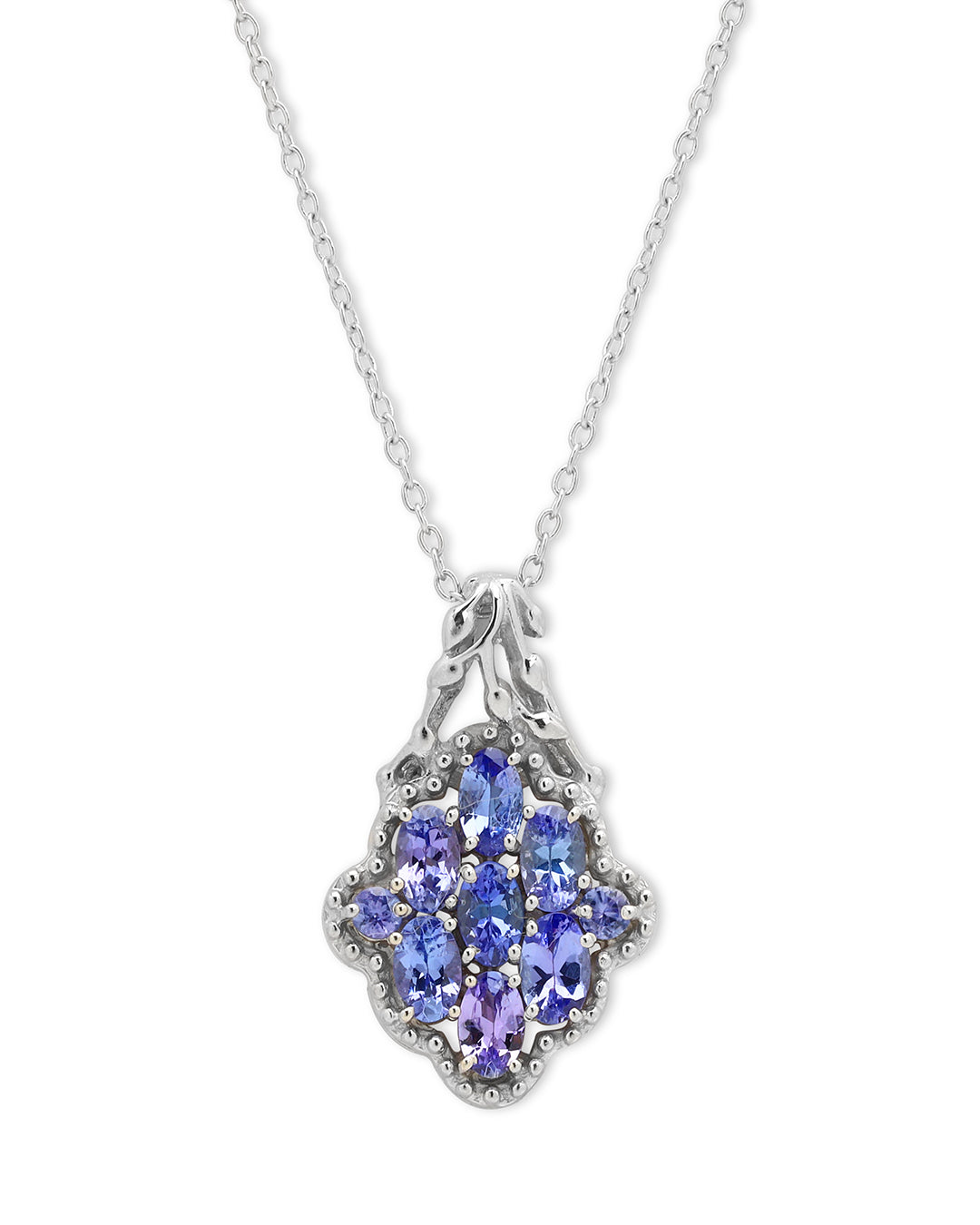 Tanzanite Knotted Oval Cluster Pendant