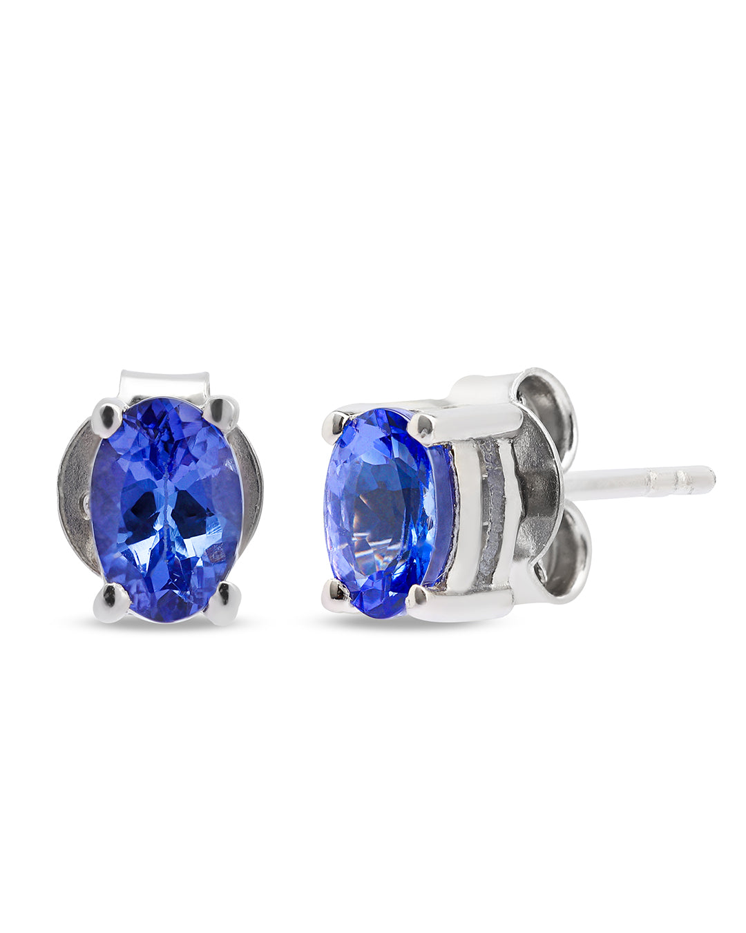 Basket-Set Oval Tanzanite Studs