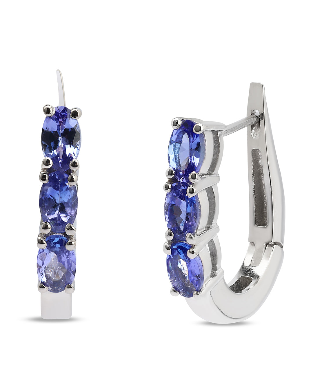 Dazzling Tanzanite Huggie Hoop Earrings