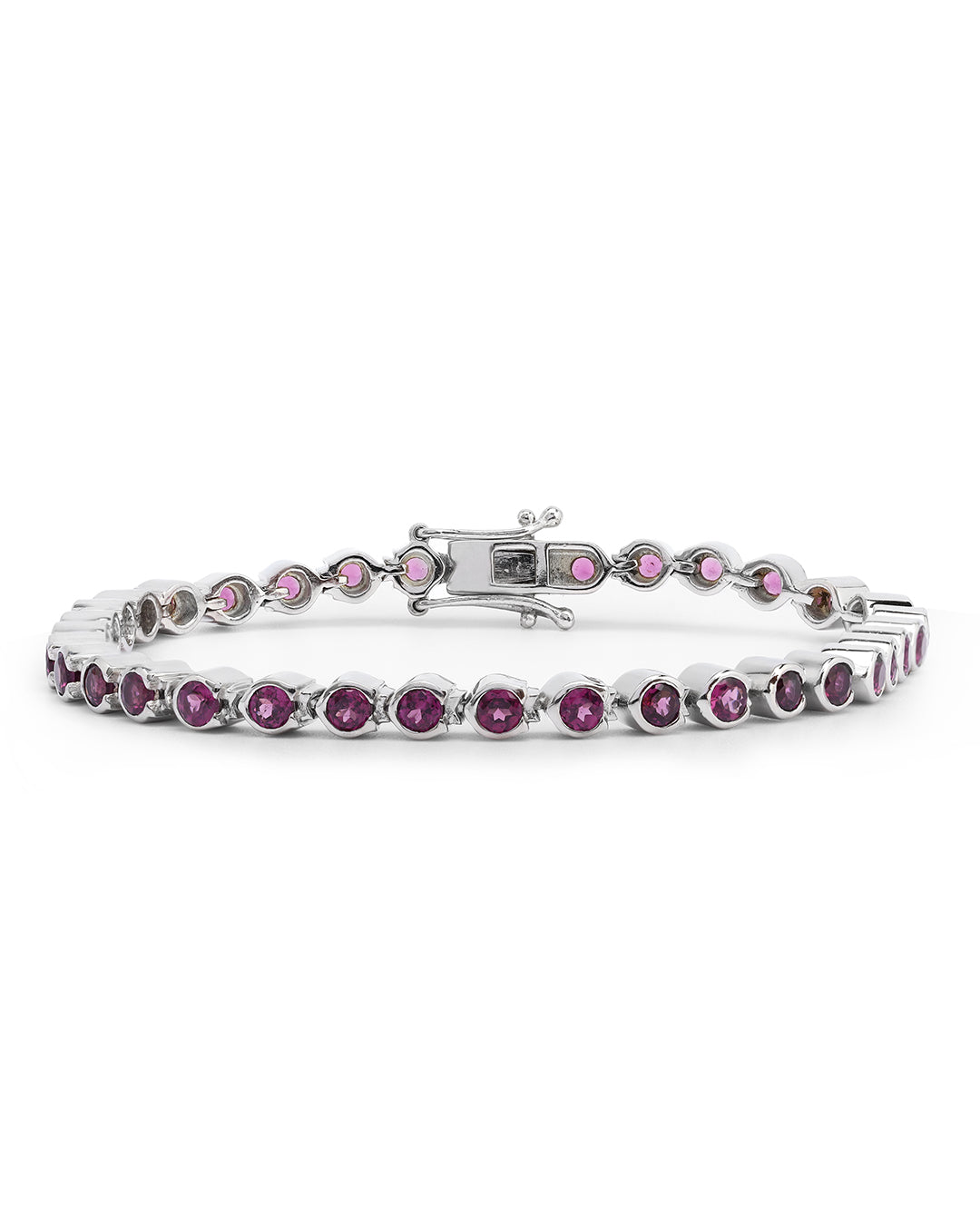 Bezel Set Round Rhodolite Tennis Bracelet