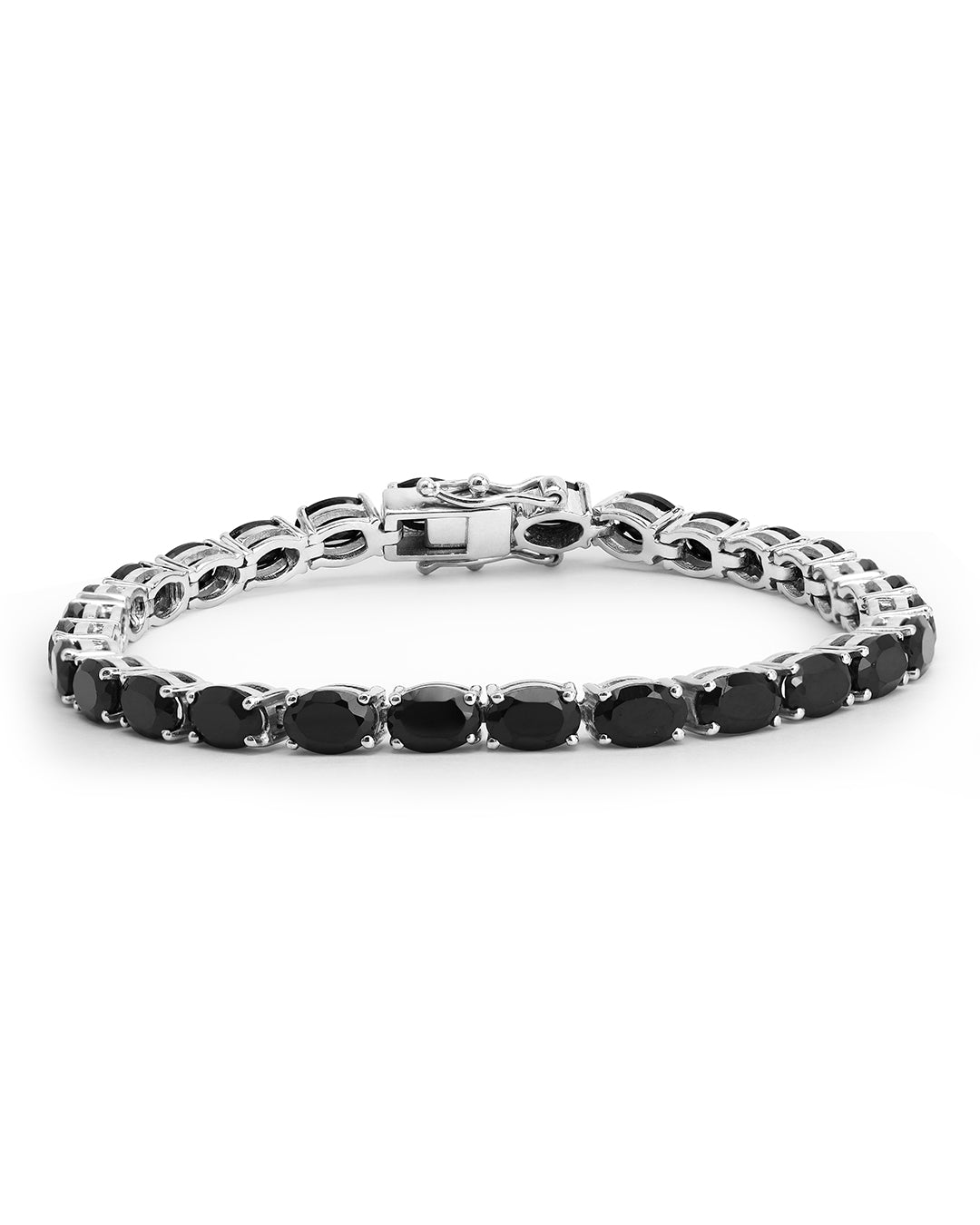 Black Spinel Oval Linear Tennis Bracelet