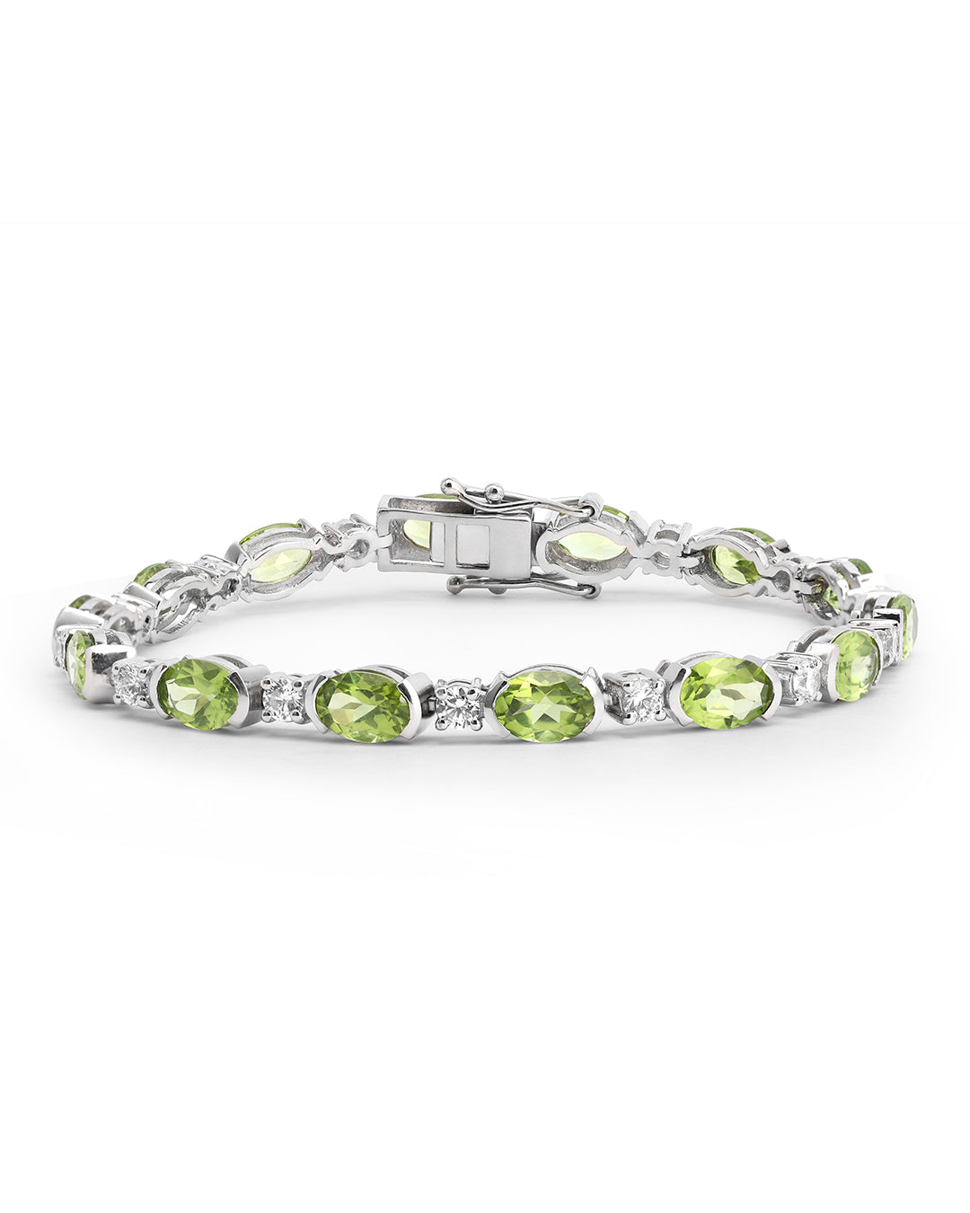 Classic Oval-Cut Peridot Bracelet with Moissanites