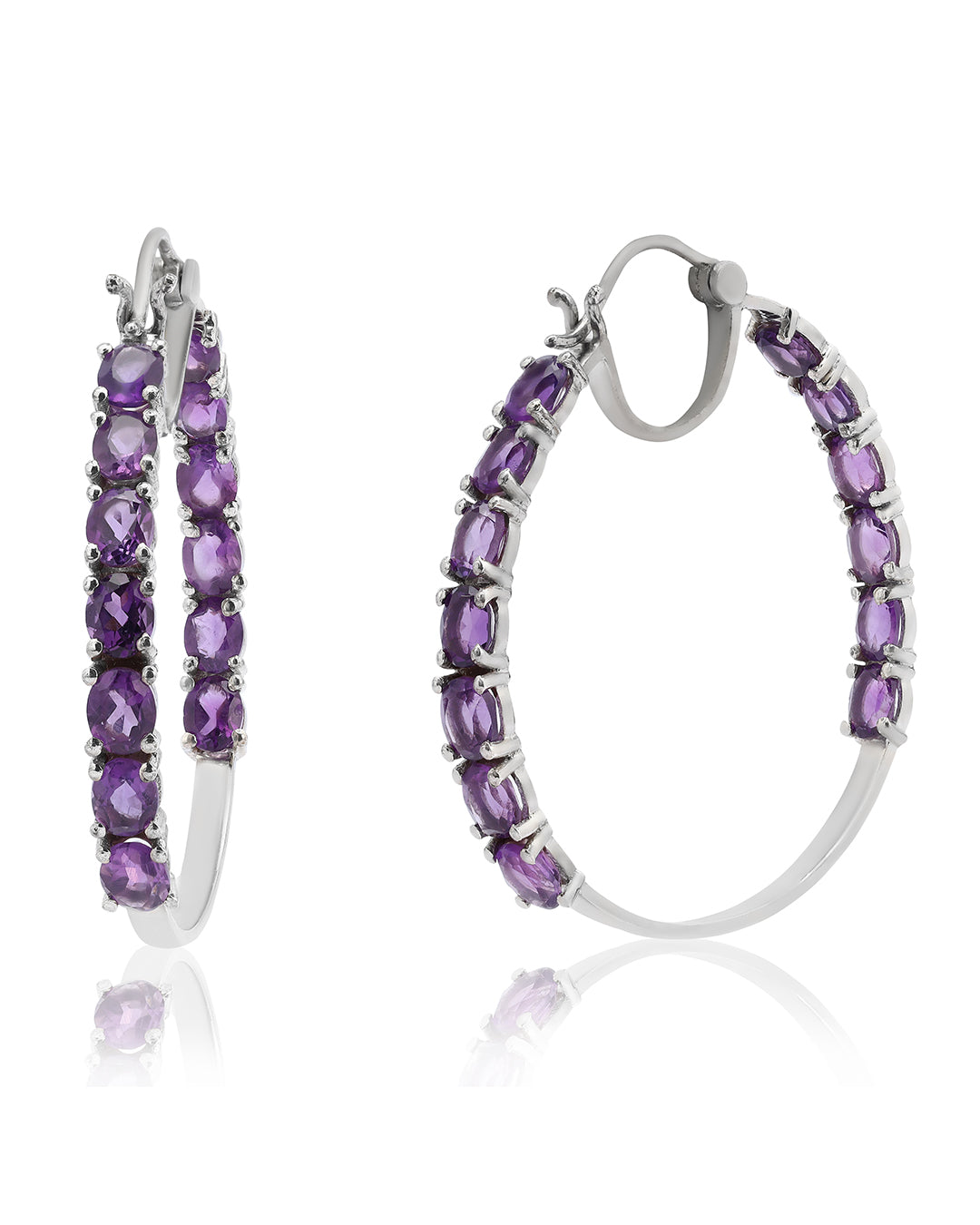 Prong-Set Amethyst Inside-Out Large Hoop Earrings