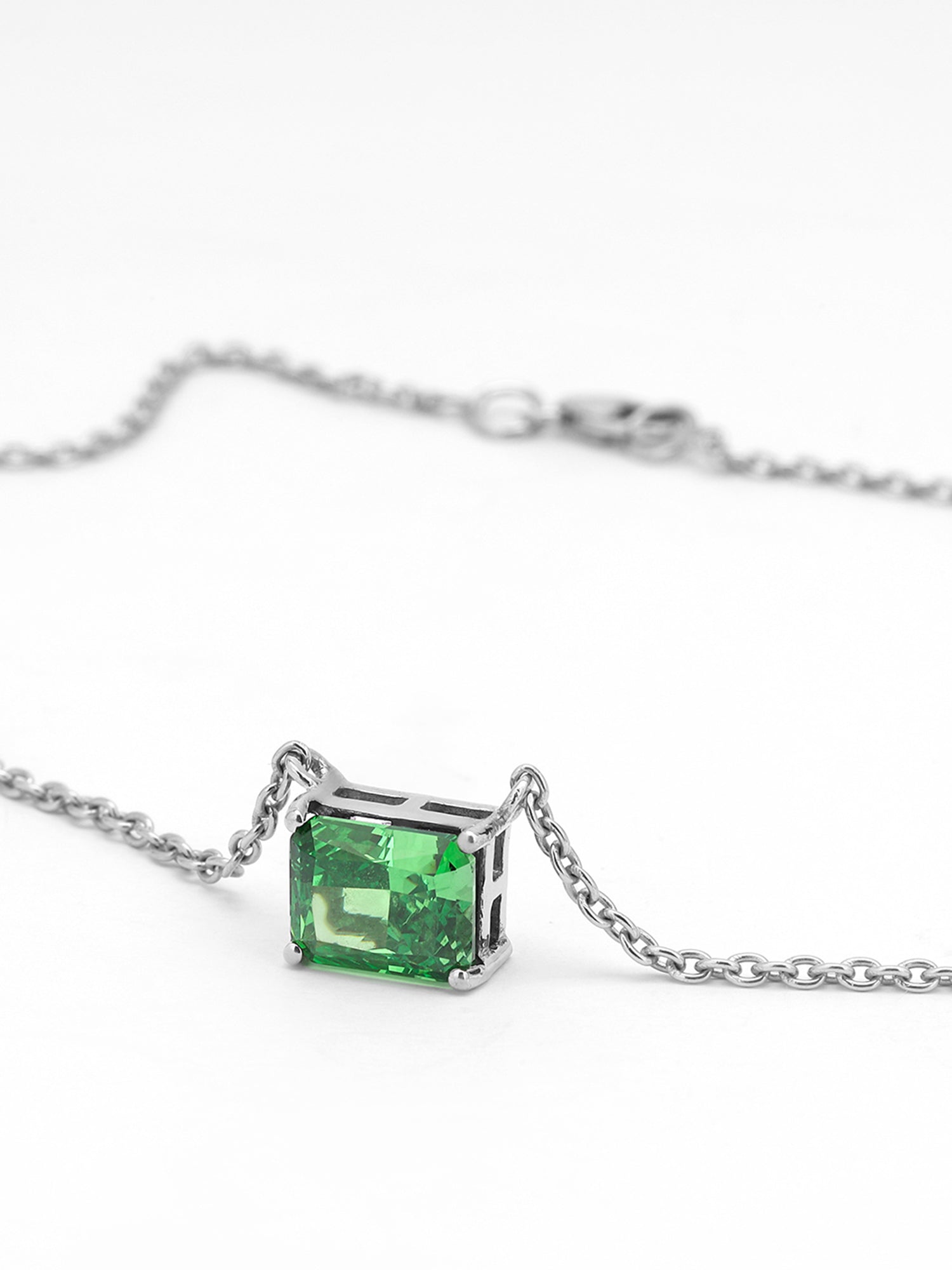 Lab-Grown Solitaire Emerald Moissanite Classic Pendant