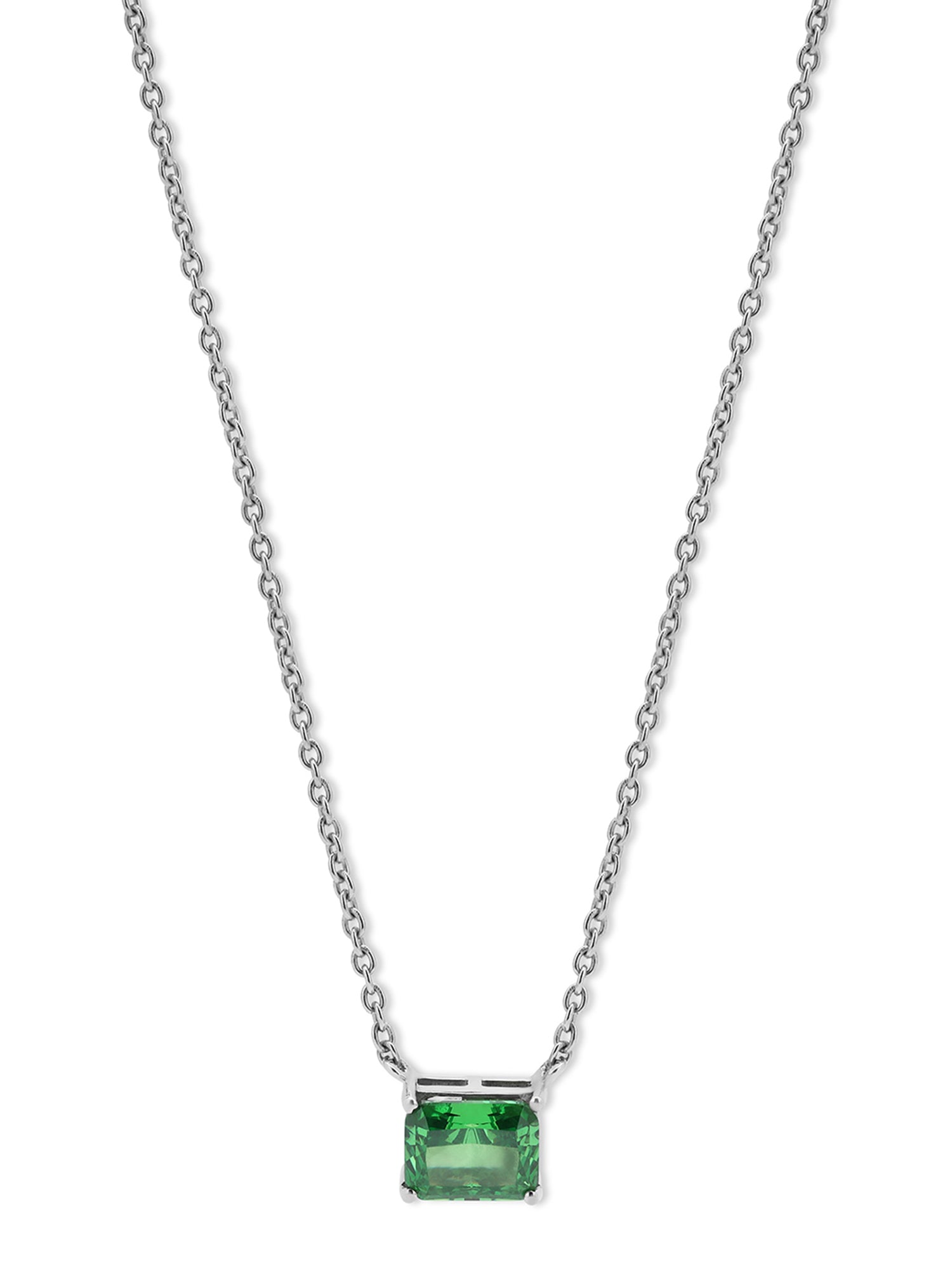 Lab-Grown Solitaire Emerald Moissanite Classic Pendant