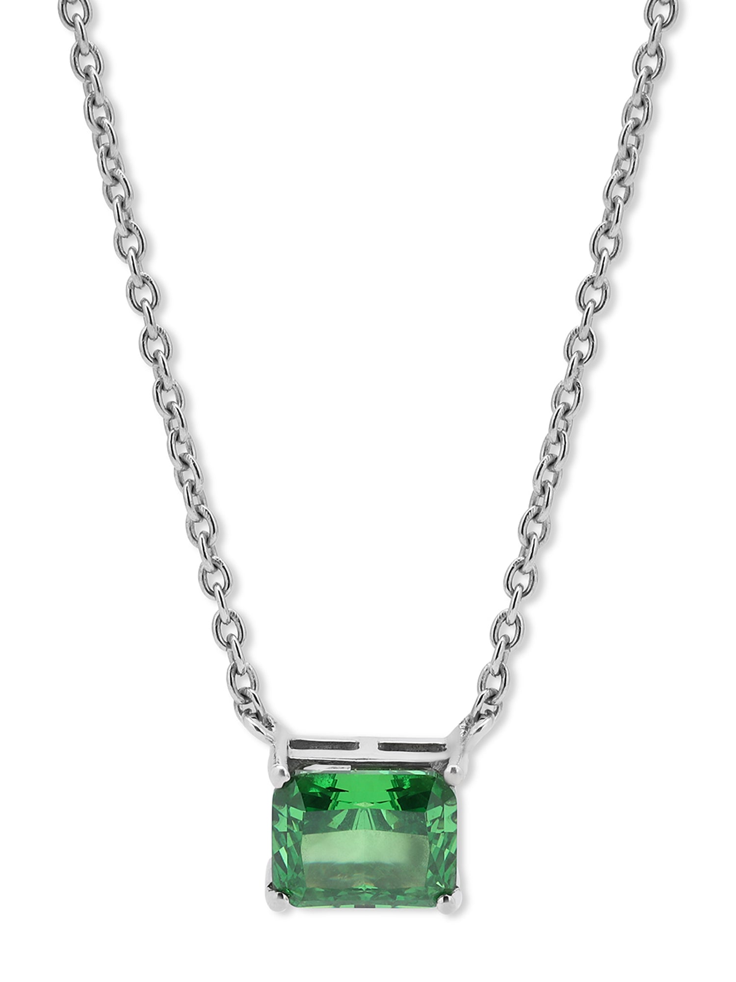 Lab-Grown Solitaire Emerald Moissanite Classic Pendant