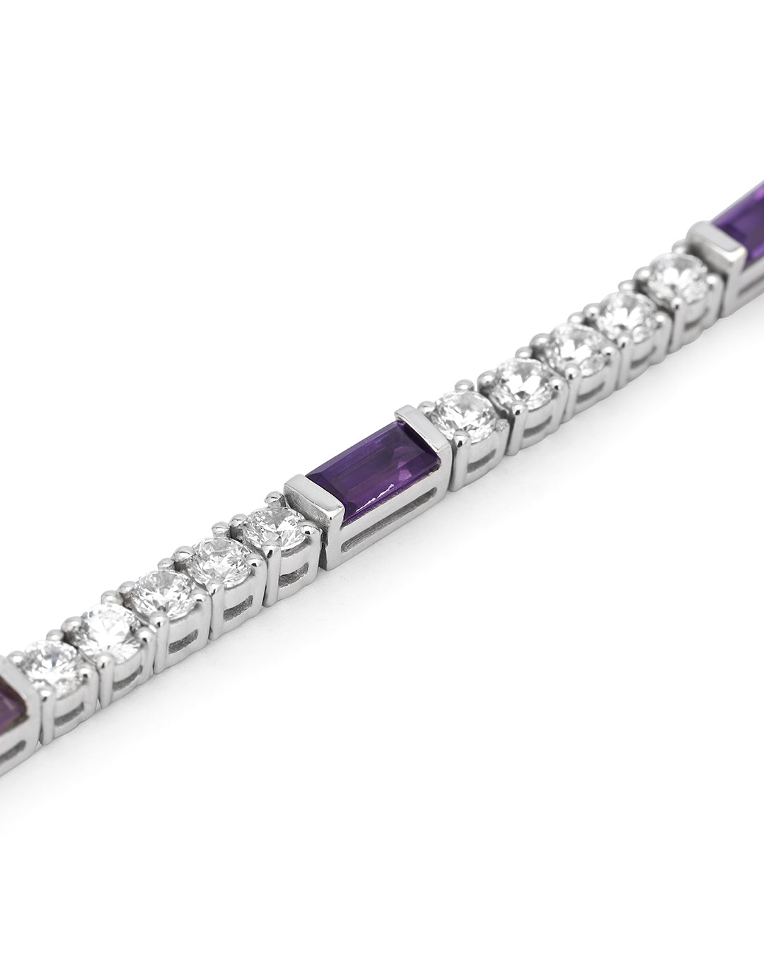 Bezel-Set Baguette Amethyst And Moissanite Bracelet