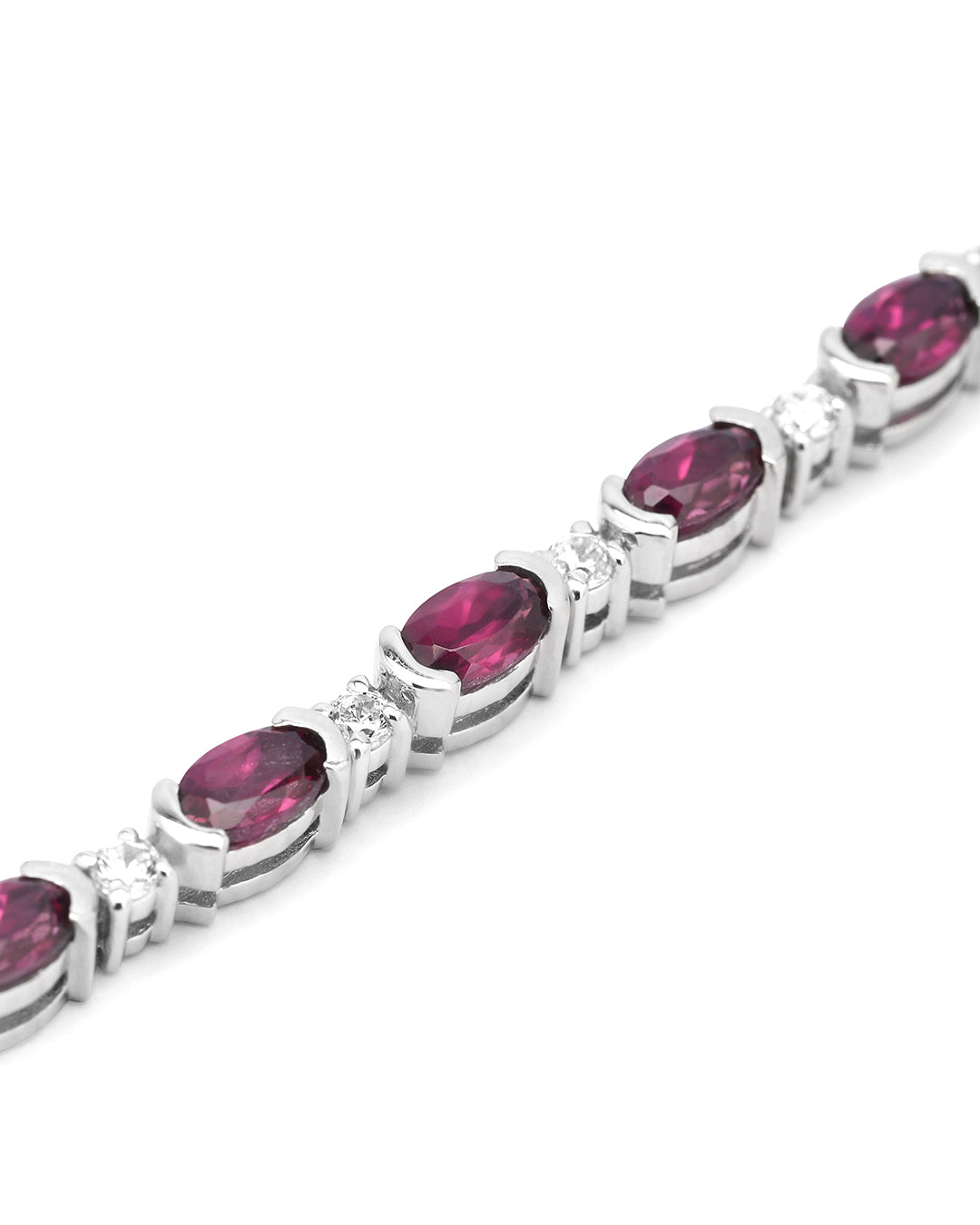 Classic Oval Rhodolite and Moissanite Tennis Bracelet