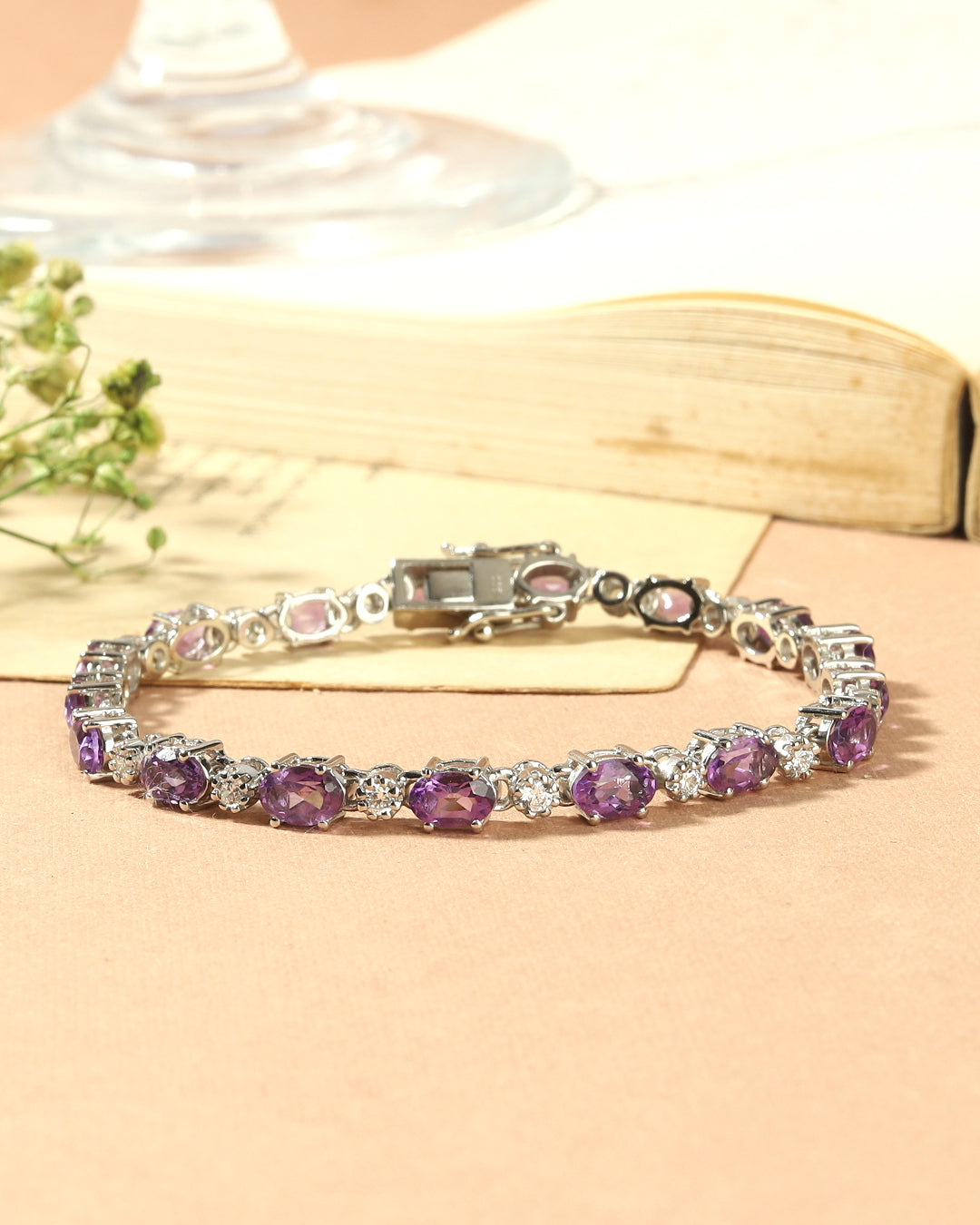 Classic Oval Amethyst Linear Tennis Bracelet