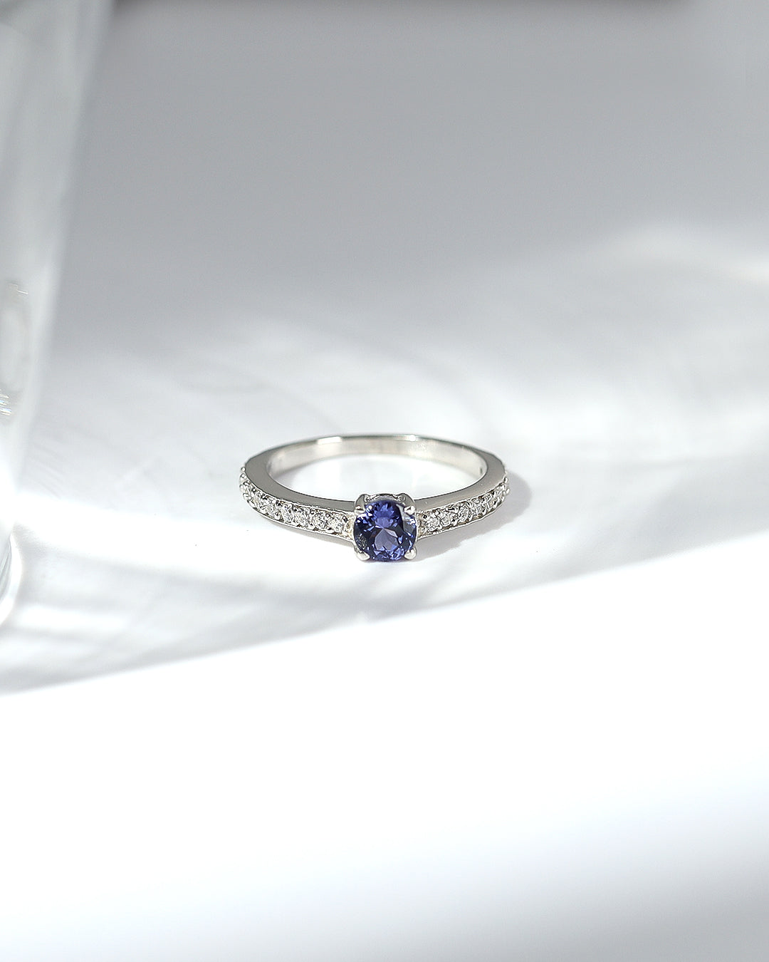 Round Tanzanite Tapered Shank Solitaire Engagement Ring