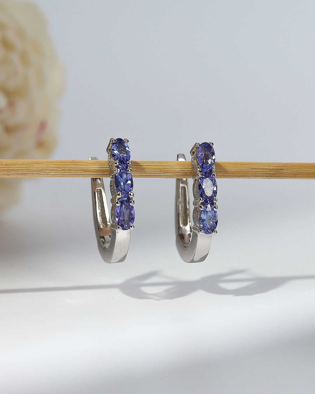 Dazzling Tanzanite Huggie Hoop Earrings