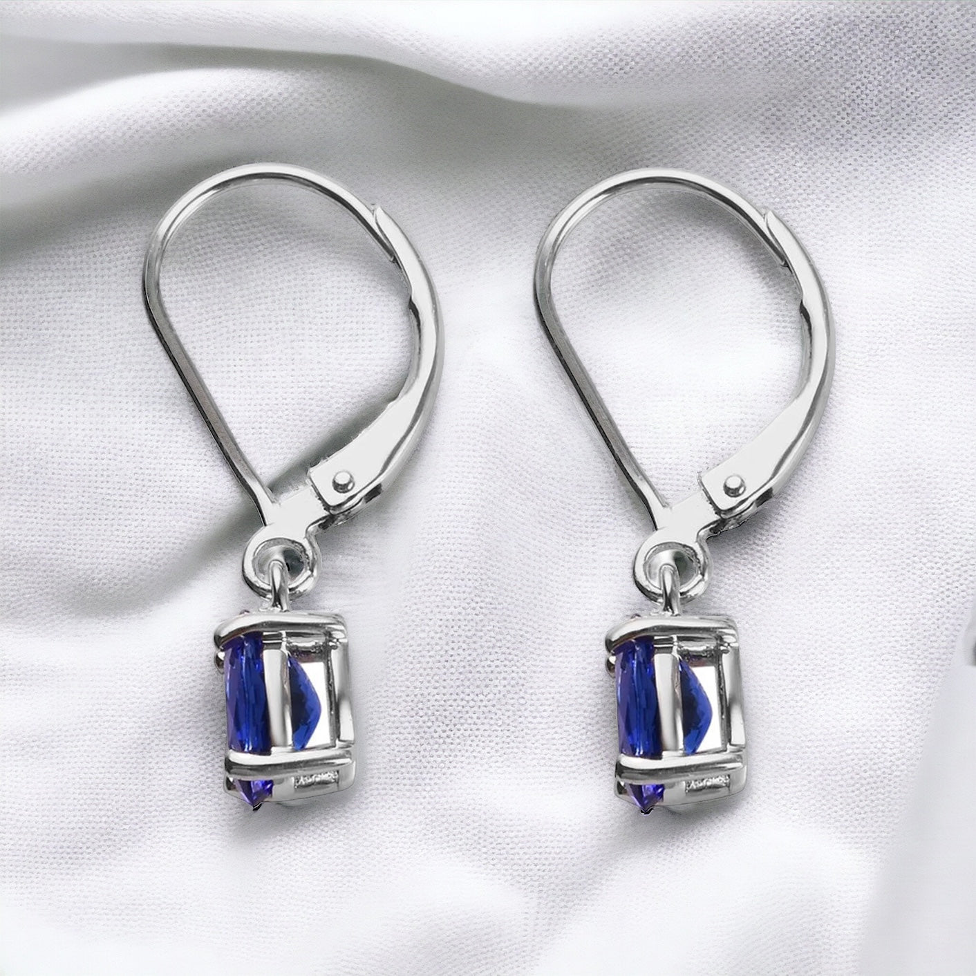 Solitaire Oval-Shaped Tanzanite Leverback Earrings