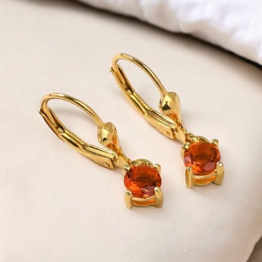 Minimal Fire Opal Lever Back Earring