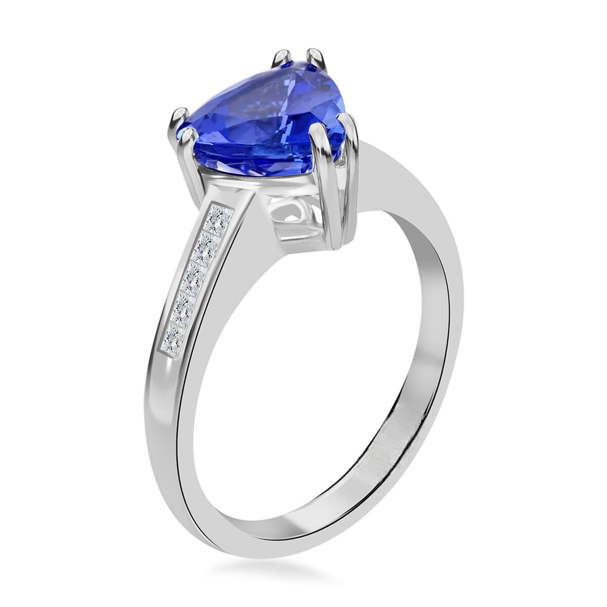 Trillion Tanzanite Solitaire Ring with Moissanite Accents